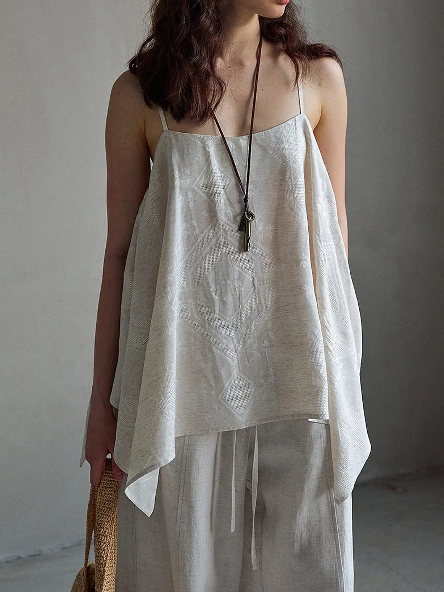CantonCollective Design Geometric Embroidered Linen Camisole | Canton Collective