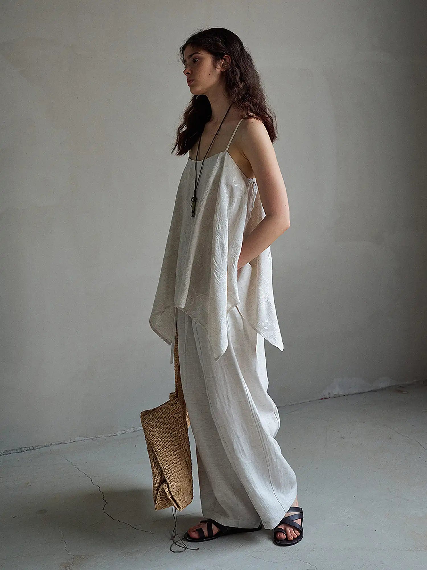 CantonCollective Design Geometric Embroidered Linen Camisole | Canton Collective