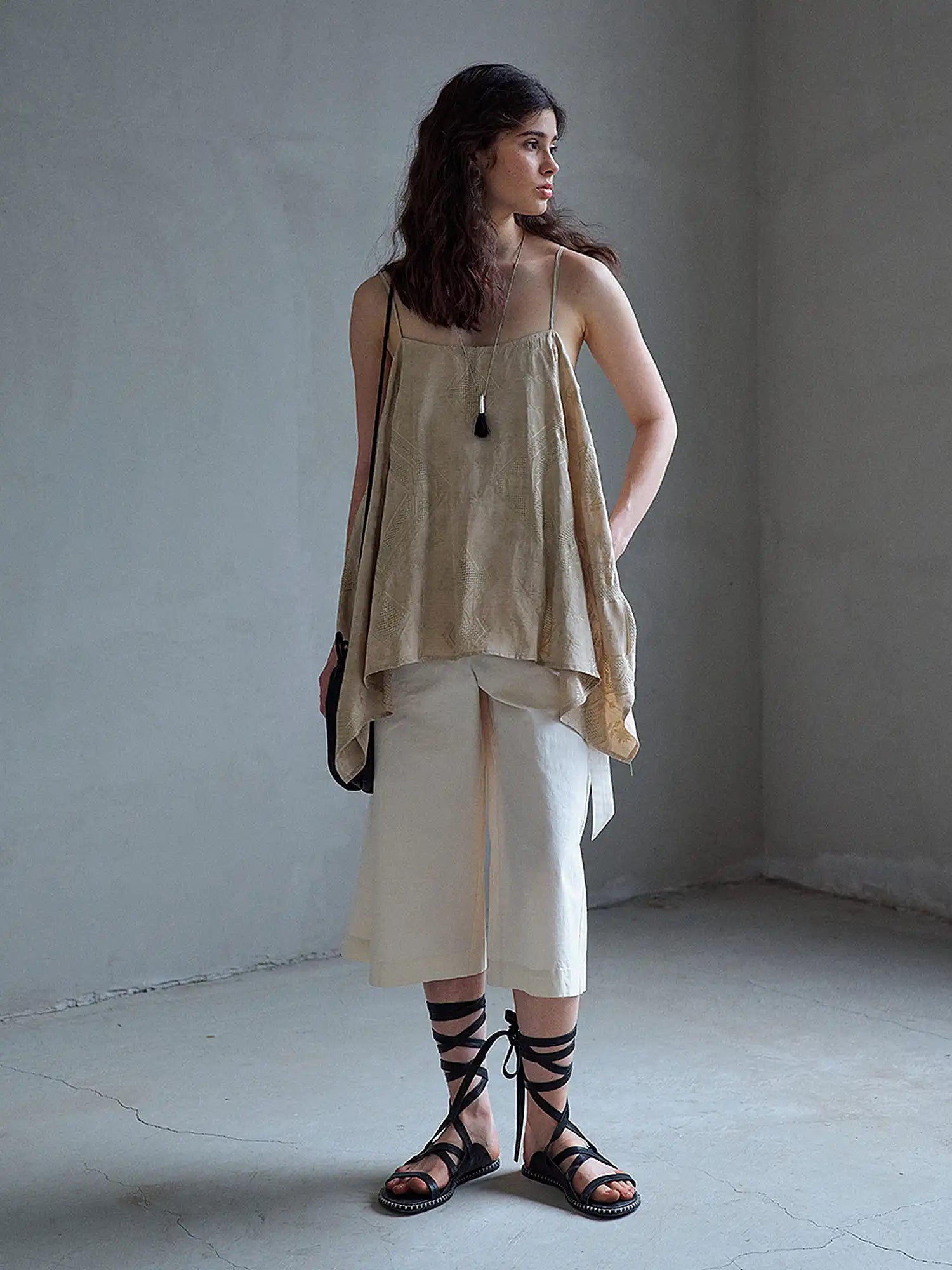 CantonCollective Design Geometric Embroidered Linen Camisole | Canton Collective