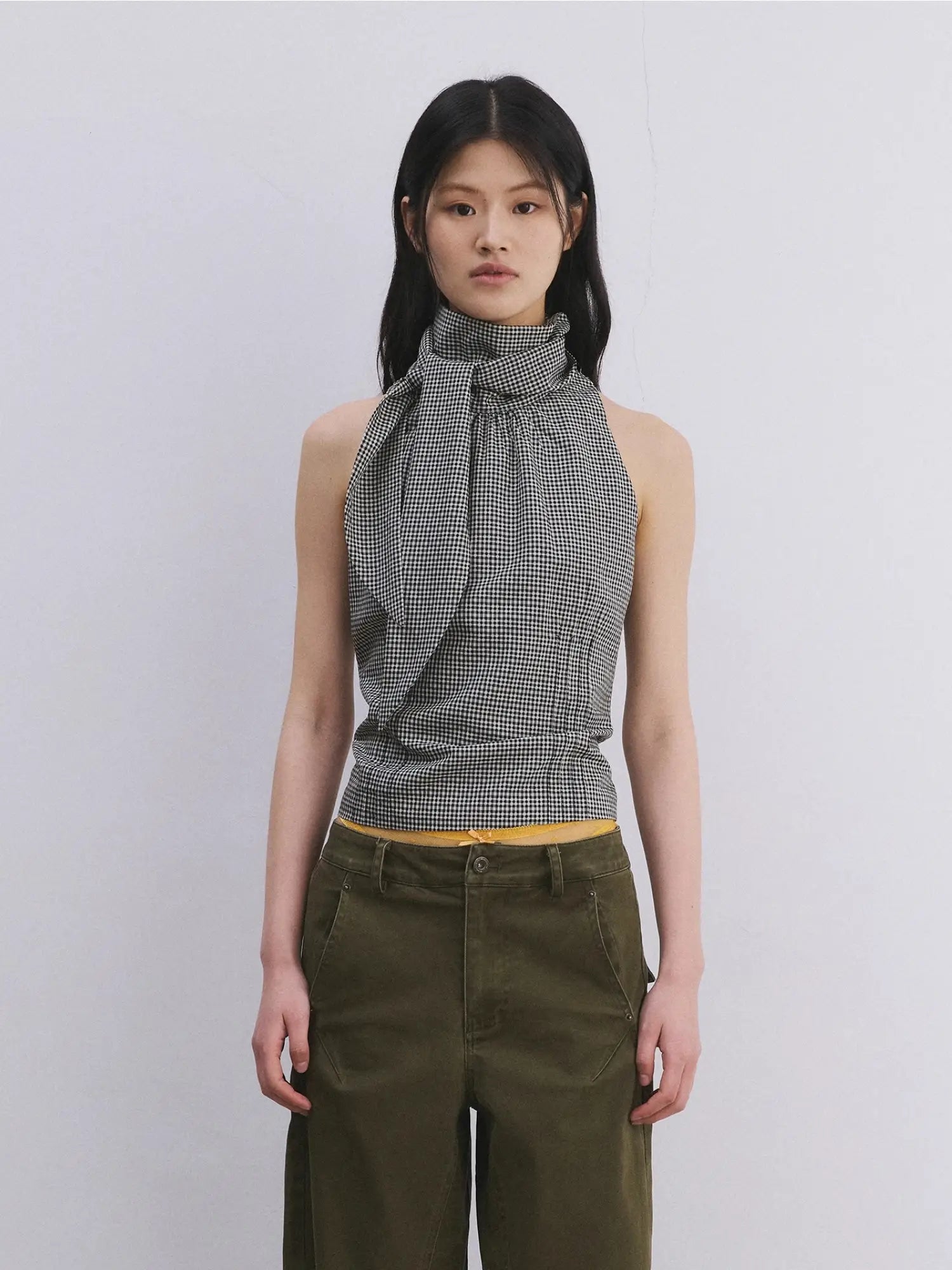 FIRST FLOOR Gingham Wrap Neck Tank | Canton Collective