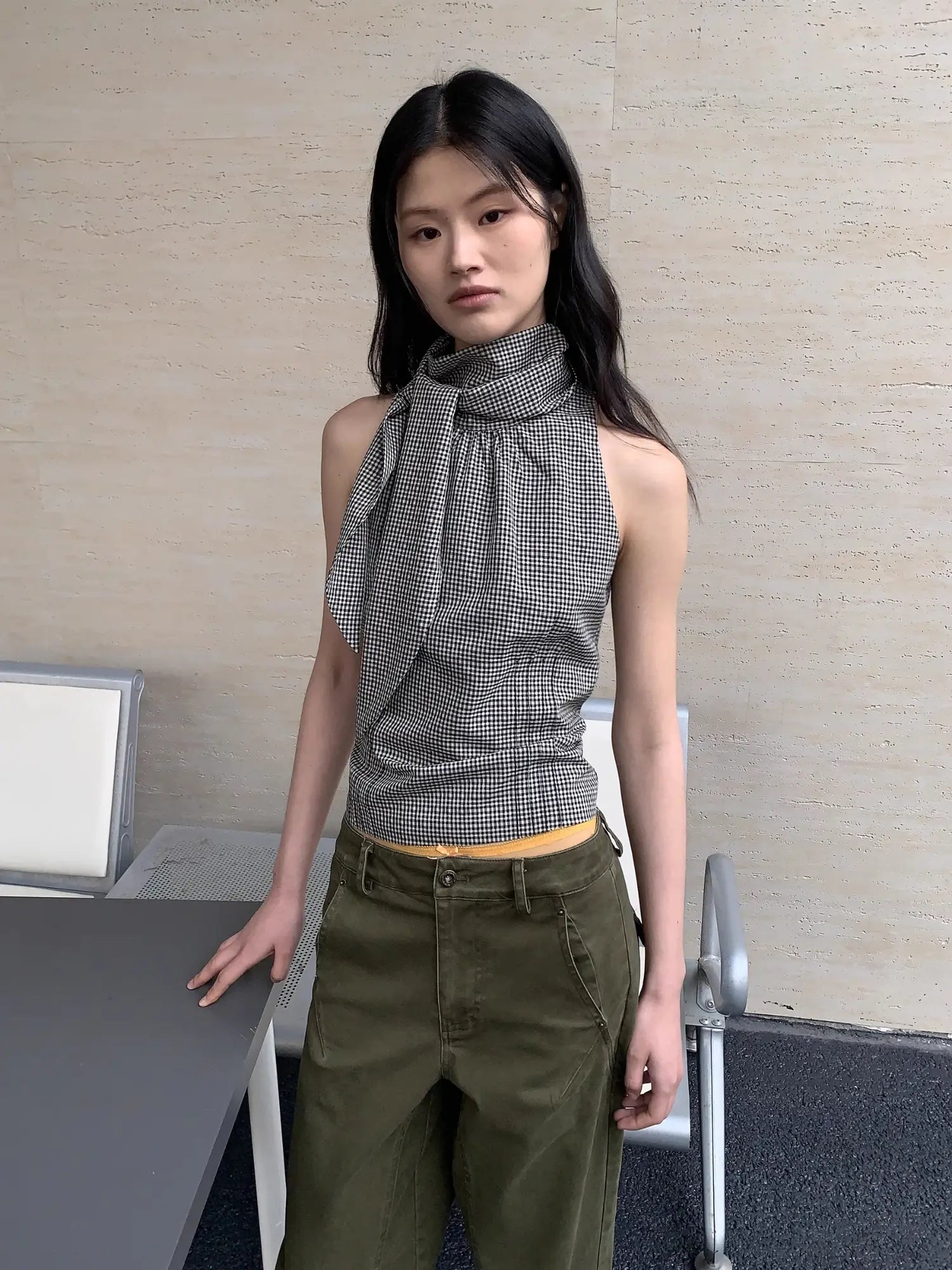 FIRST FLOOR Gingham Wrap Neck Tank | Canton Collective
