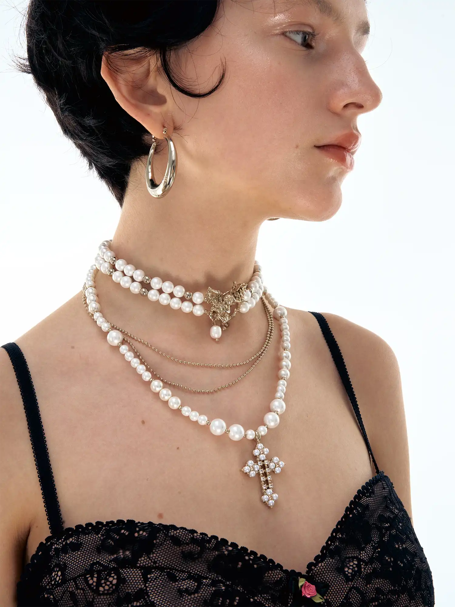 1Jinn M2M Gothic Angel Pearl Choker | Canton Collective