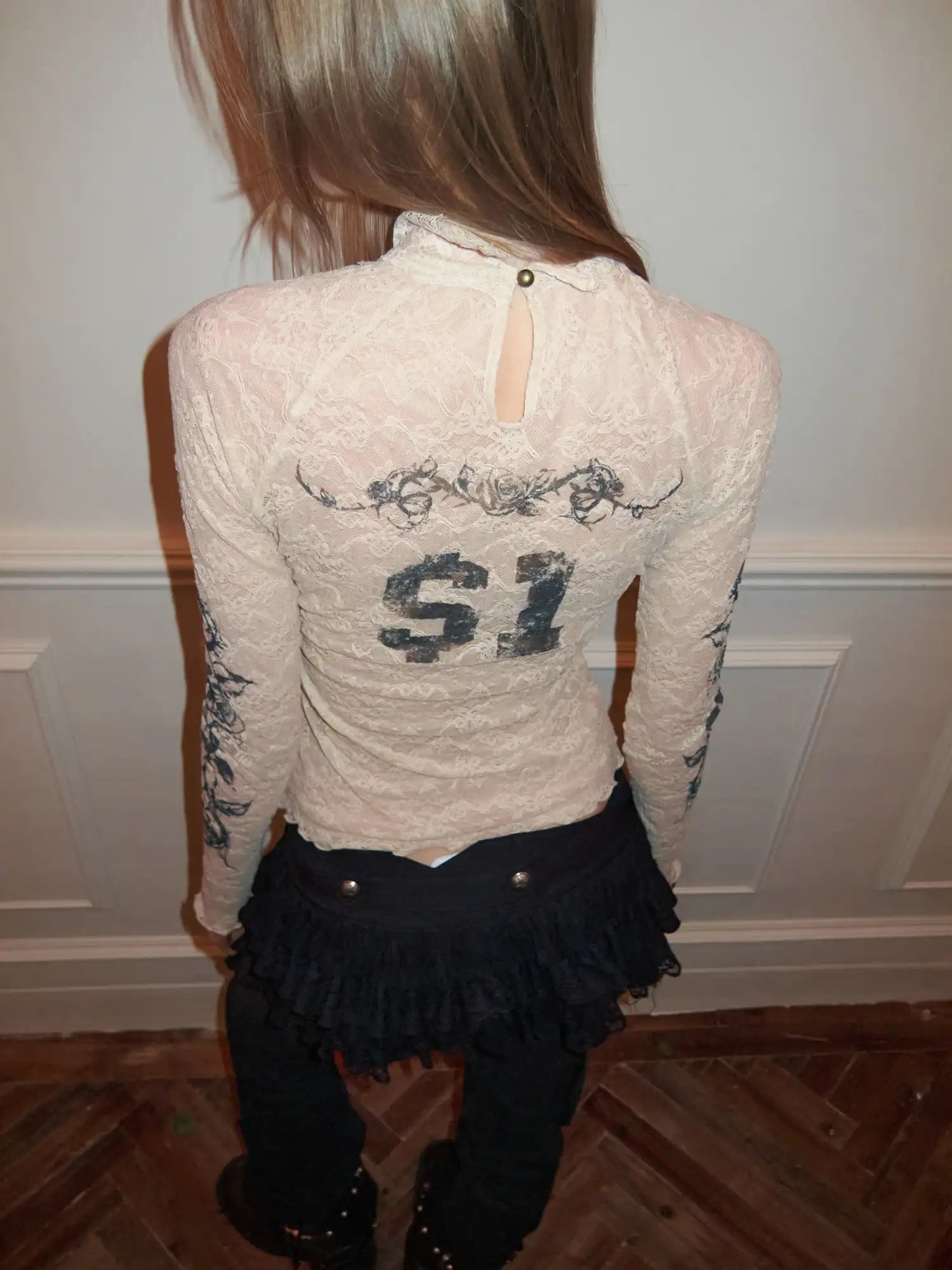 1Jinn Studio Gothic Mystery Lace Nude Top | Canton Collective