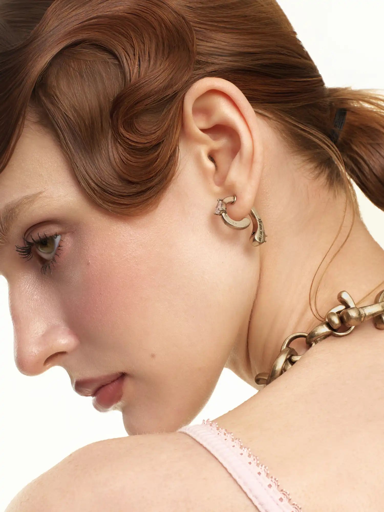 1Jinn M2M Gothic Script Engraved Chunky Hoop Earrings | Canton Collective