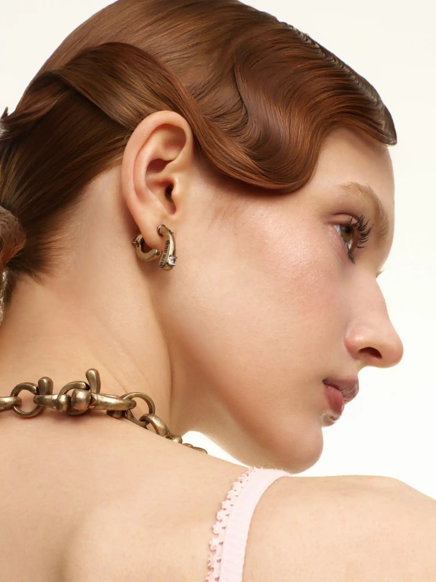 1Jinn M2M Gothic Script Engraved Chunky Hoop Earrings | Canton Collective