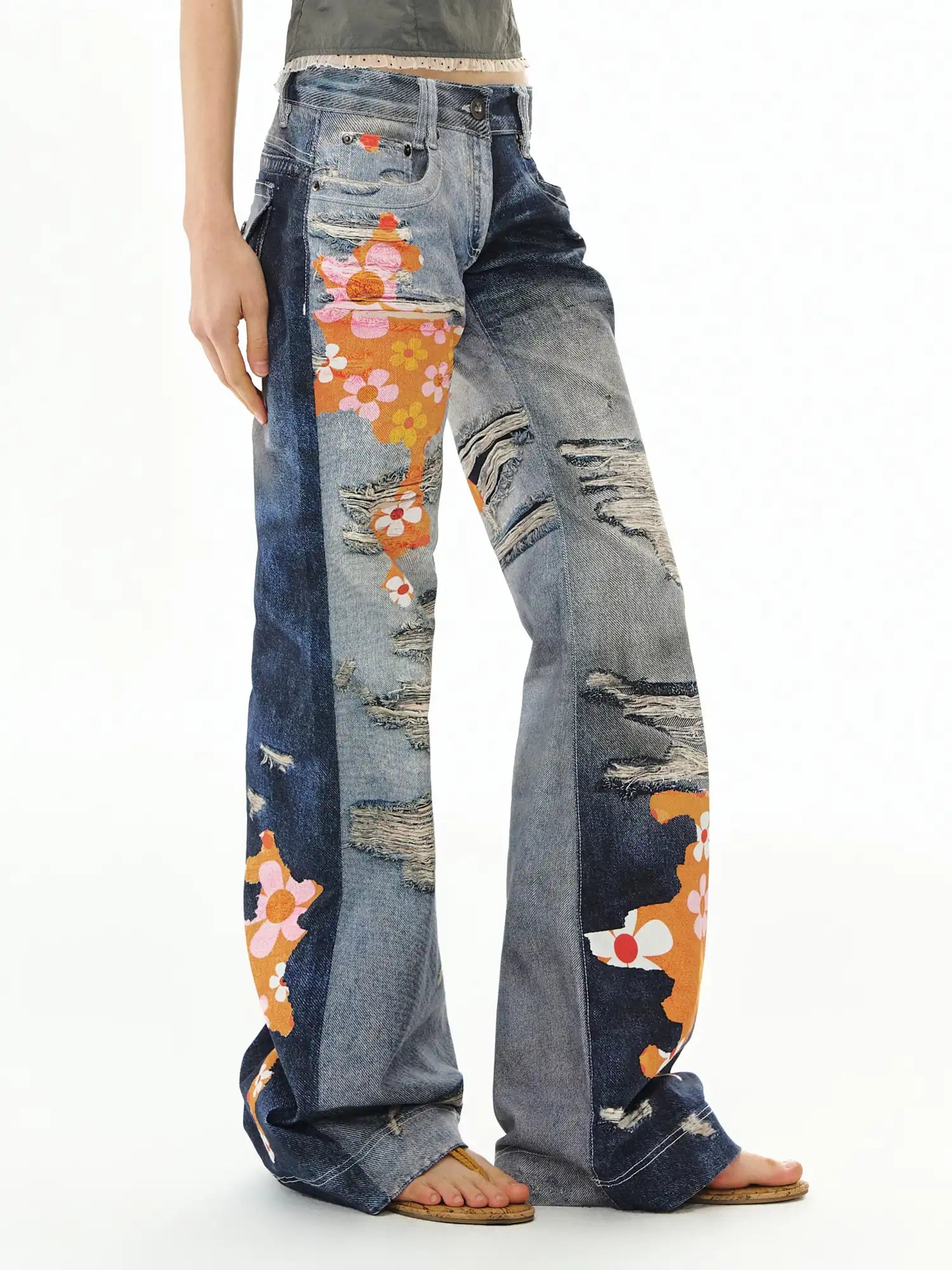 Deleteex Graffiti Patchwork Flare Jeans | Canton Collective