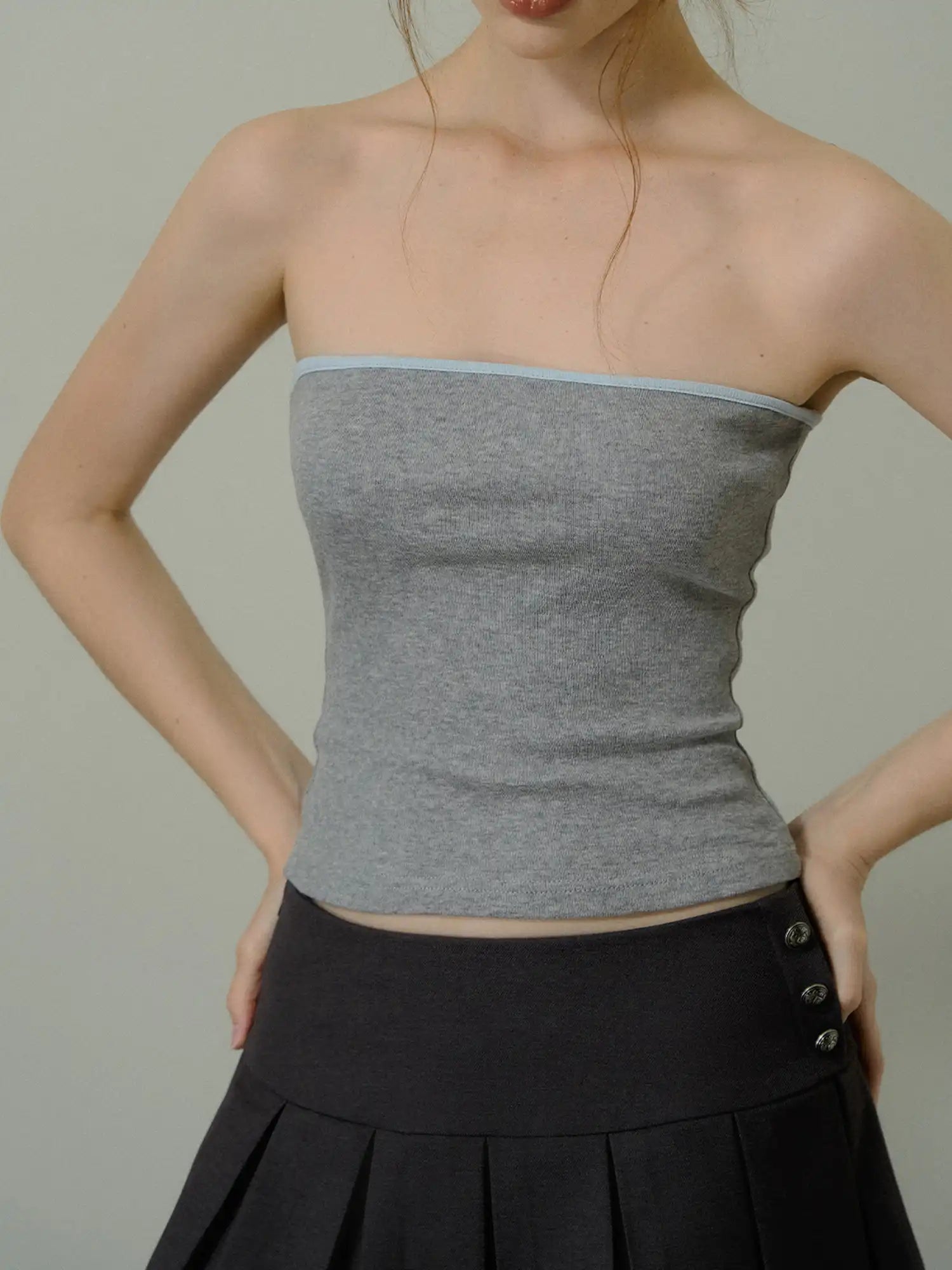 Deleteex Grey Two piece Cropped Bolero Top | Canton Collective