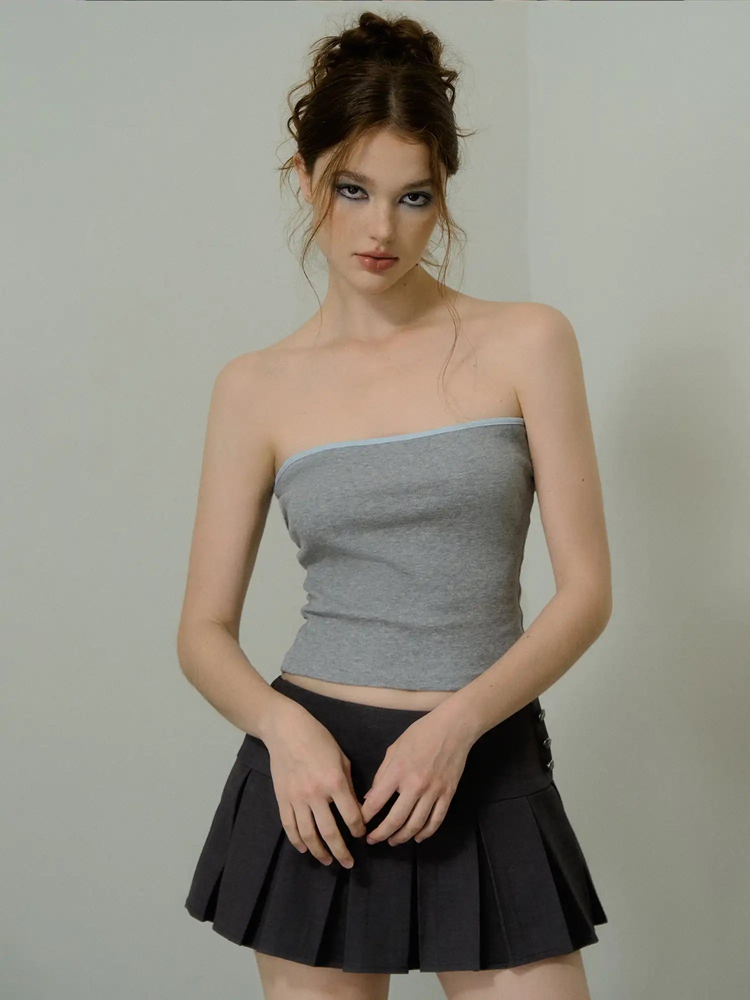 Deleteex Grey Two piece Cropped Bolero Top | Canton Collective