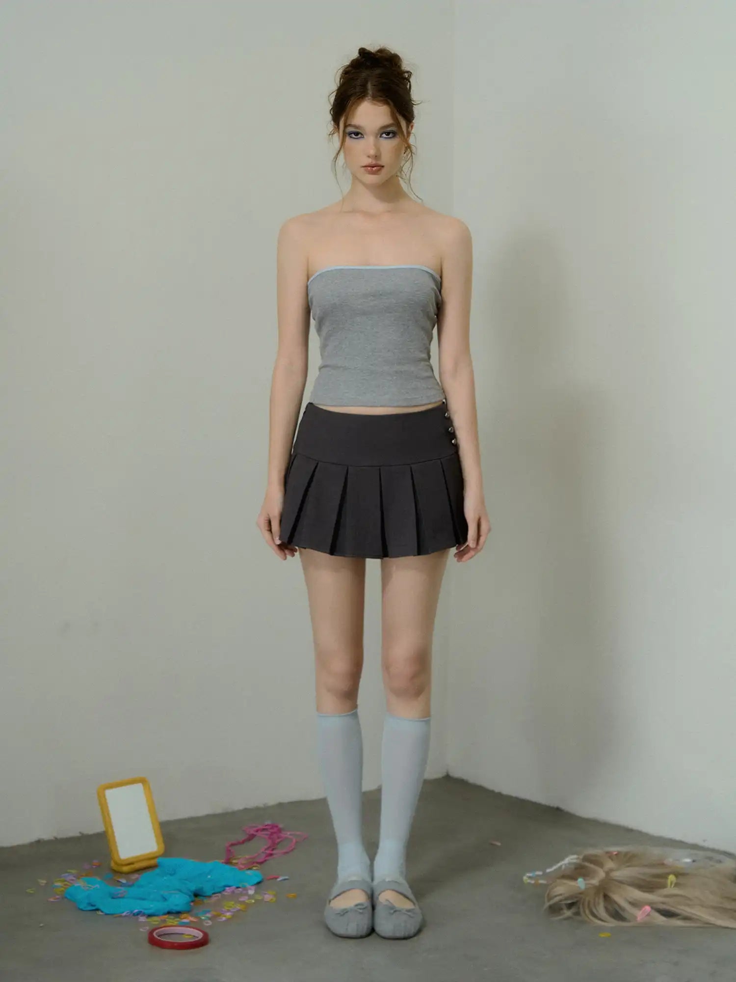 Deleteex Grey Two piece Cropped Bolero Top | Canton Collective