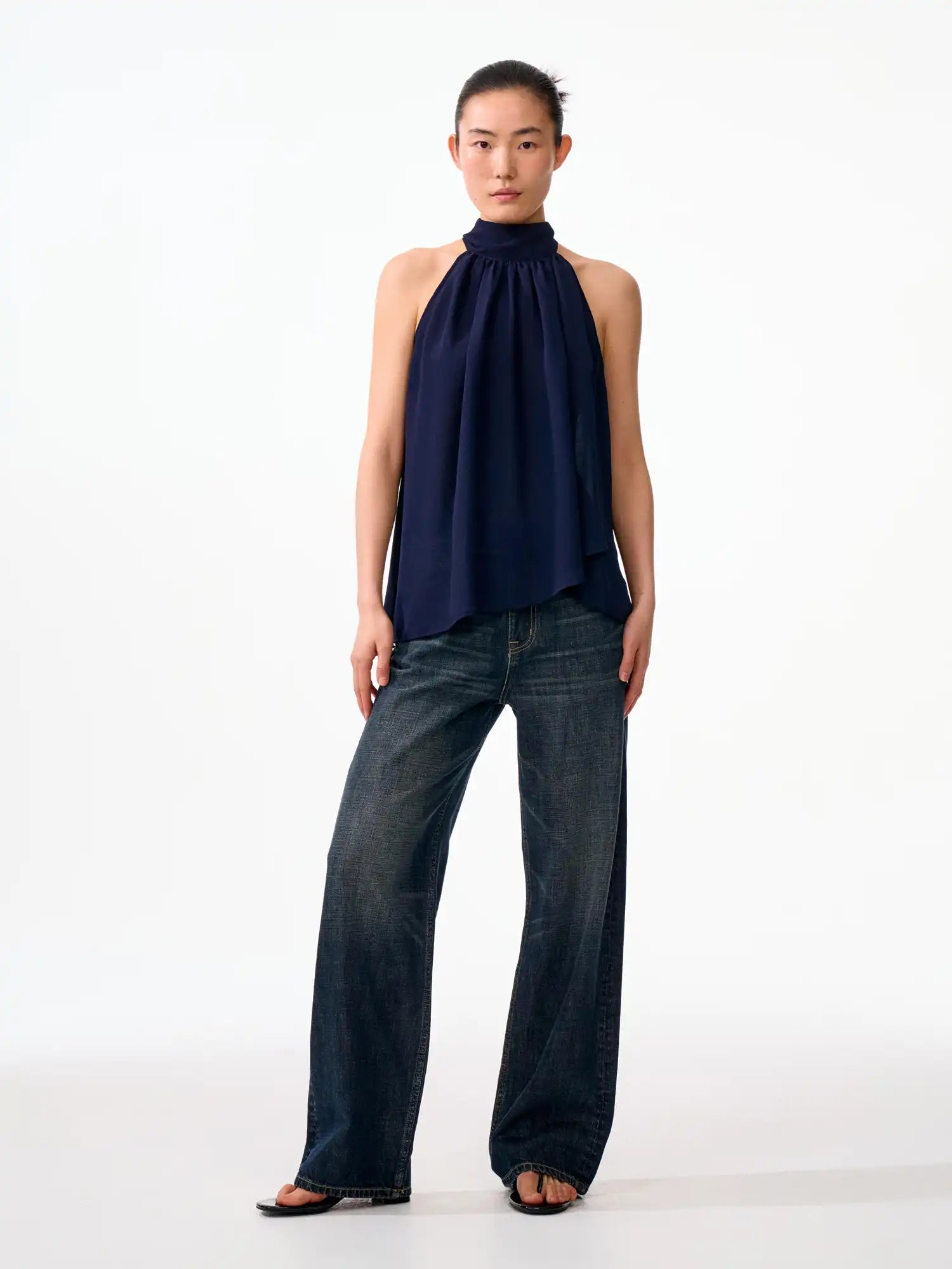 FirstFloor Halter Neck Ribbon Tie Chiffon Top | Canton Collective
