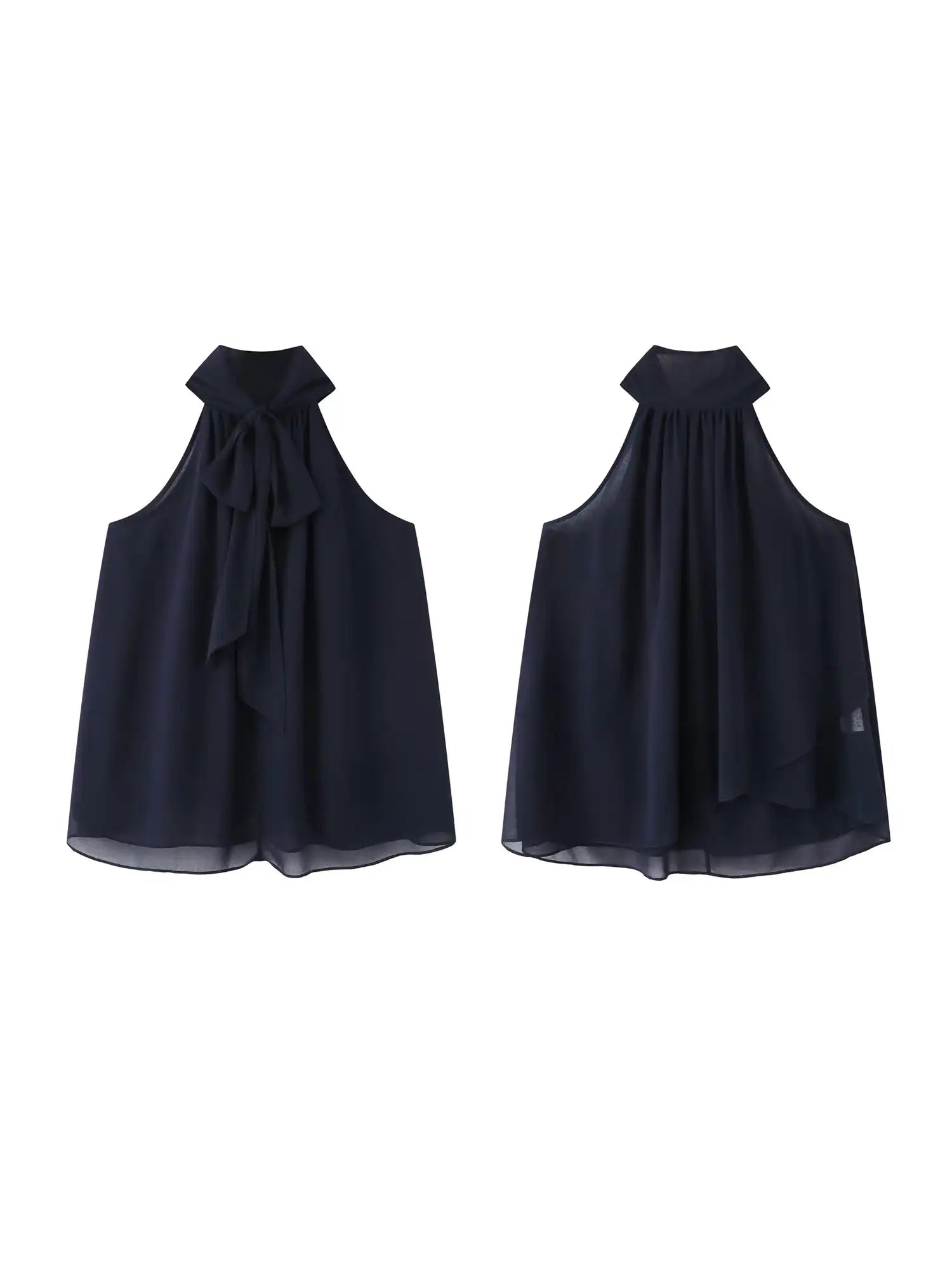 FirstFloor Halter Neck Ribbon Tie Chiffon Top | Canton Collective