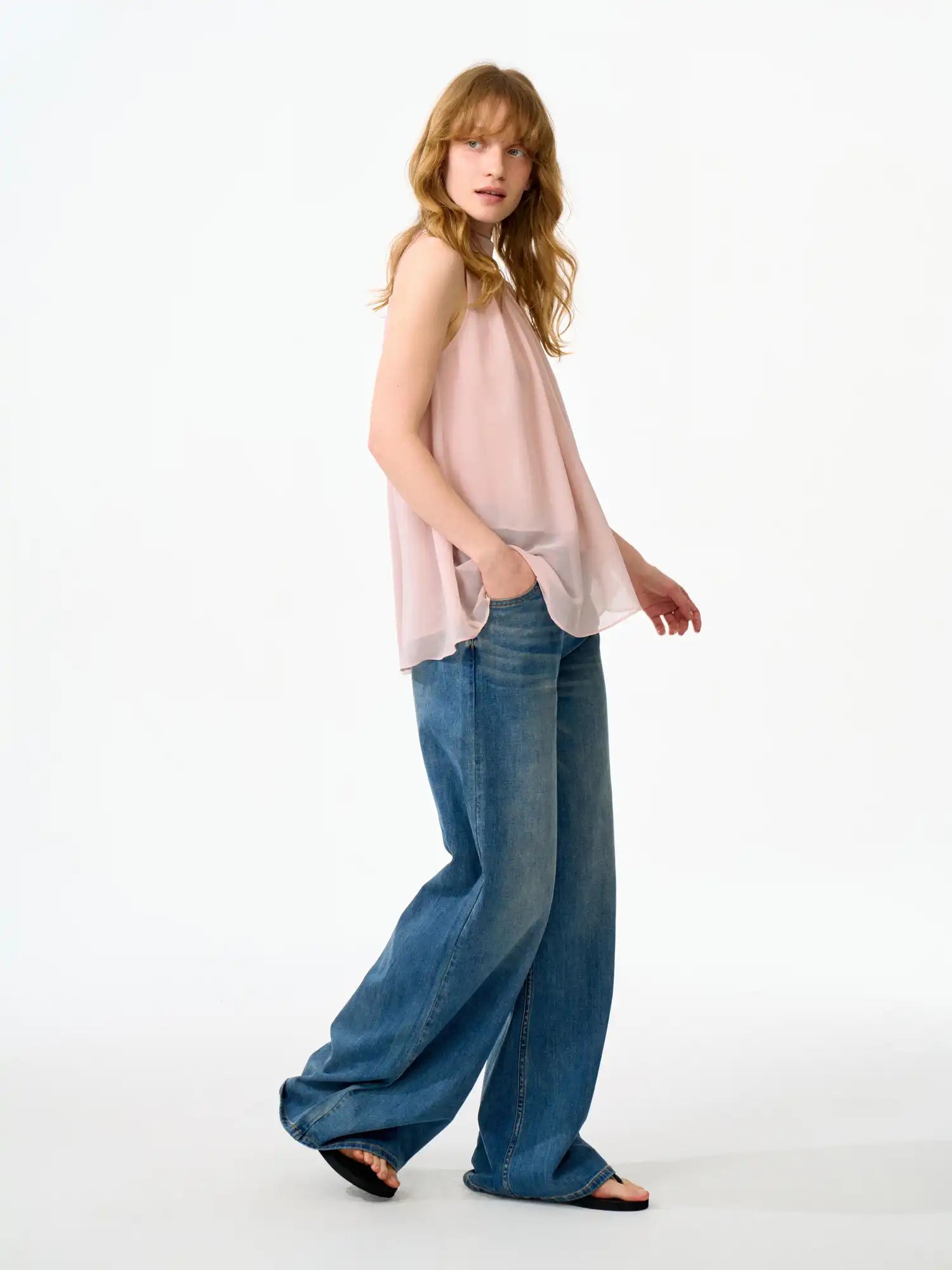 FirstFloor Halter Neck Ribbon Tie Chiffon Top | Canton Collective