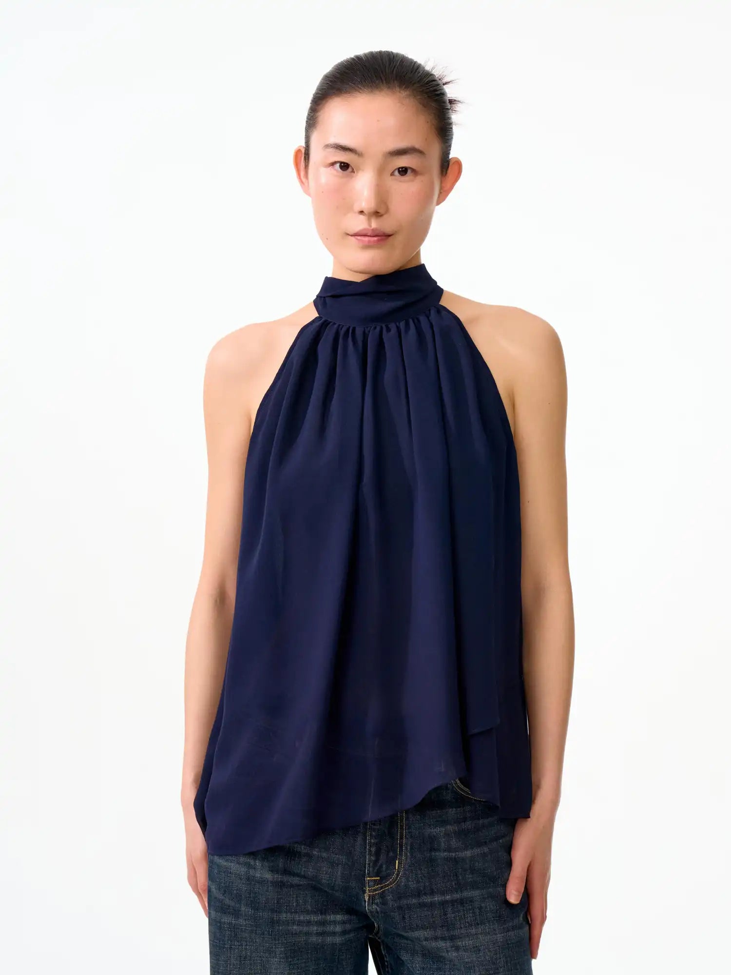 FirstFloor Halter Neck Ribbon Tie Chiffon Top | Canton Collective