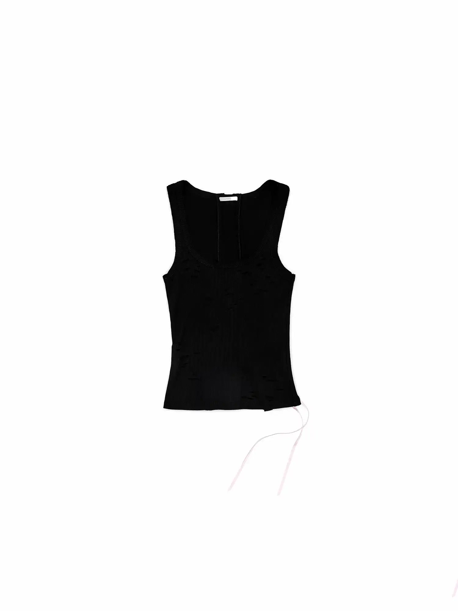 1Jinn Studio Hand Distressed Tank Top with Lace-up Back | Canton Collective