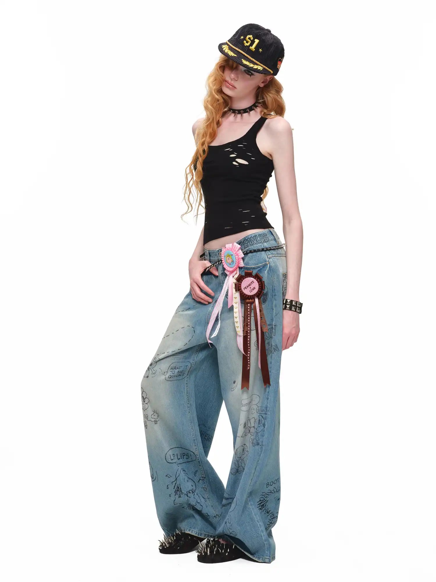 1Jinn Studio Hand Distressed Tank Top with Lace-up Back | Canton Collective