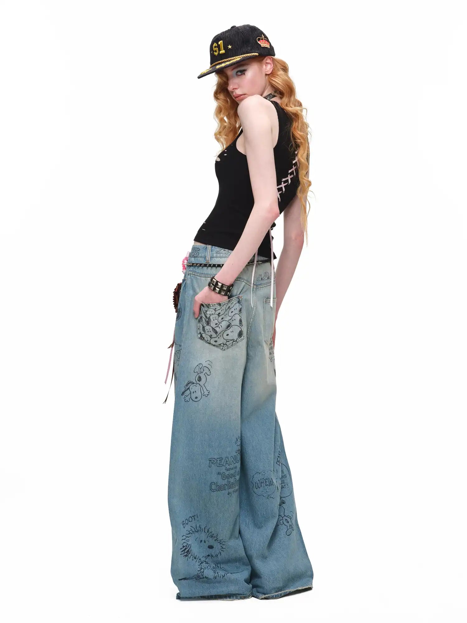 1Jinn Studio Hand Distressed Tank Top with Lace-up Back | Canton Collective