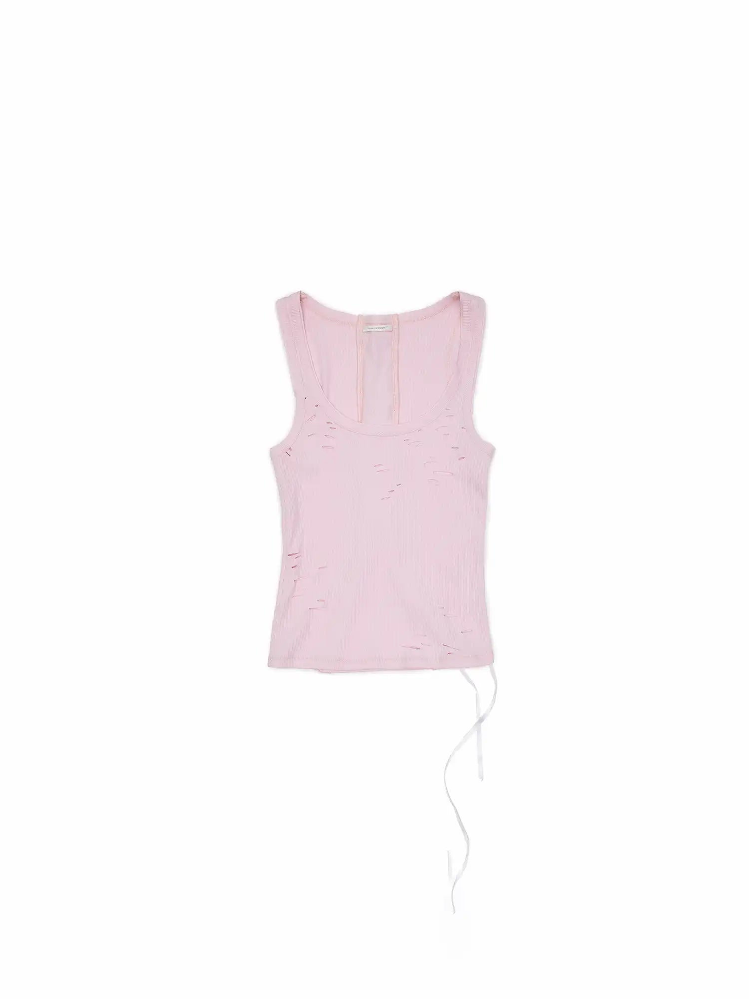 1Jinn Studio Hand Distressed Tank Top with Lace-up Back | Canton Collective