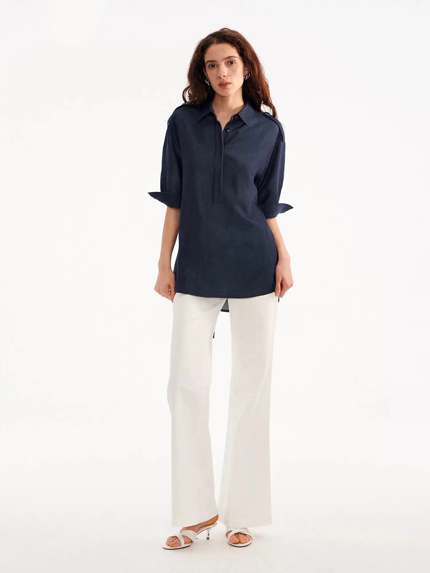 Muse Naps Henley Denim Tunic Shirt Top | Canton Collective