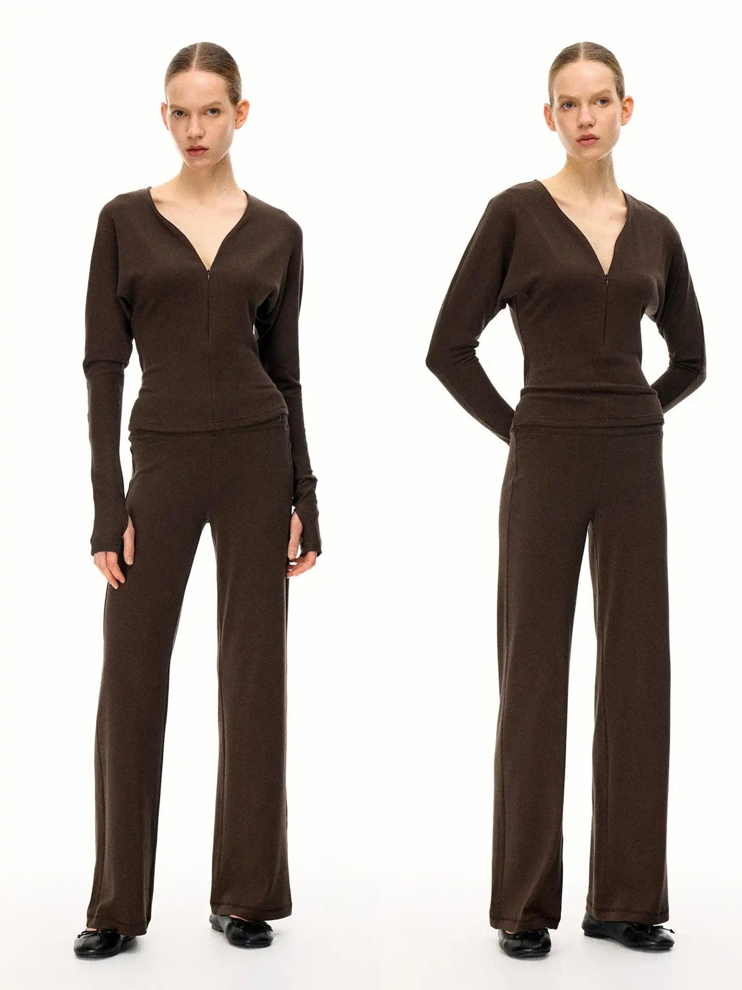 FirstFloor Hidden Zipper Batwing Sleeve V-Neck Top | Canton Collective