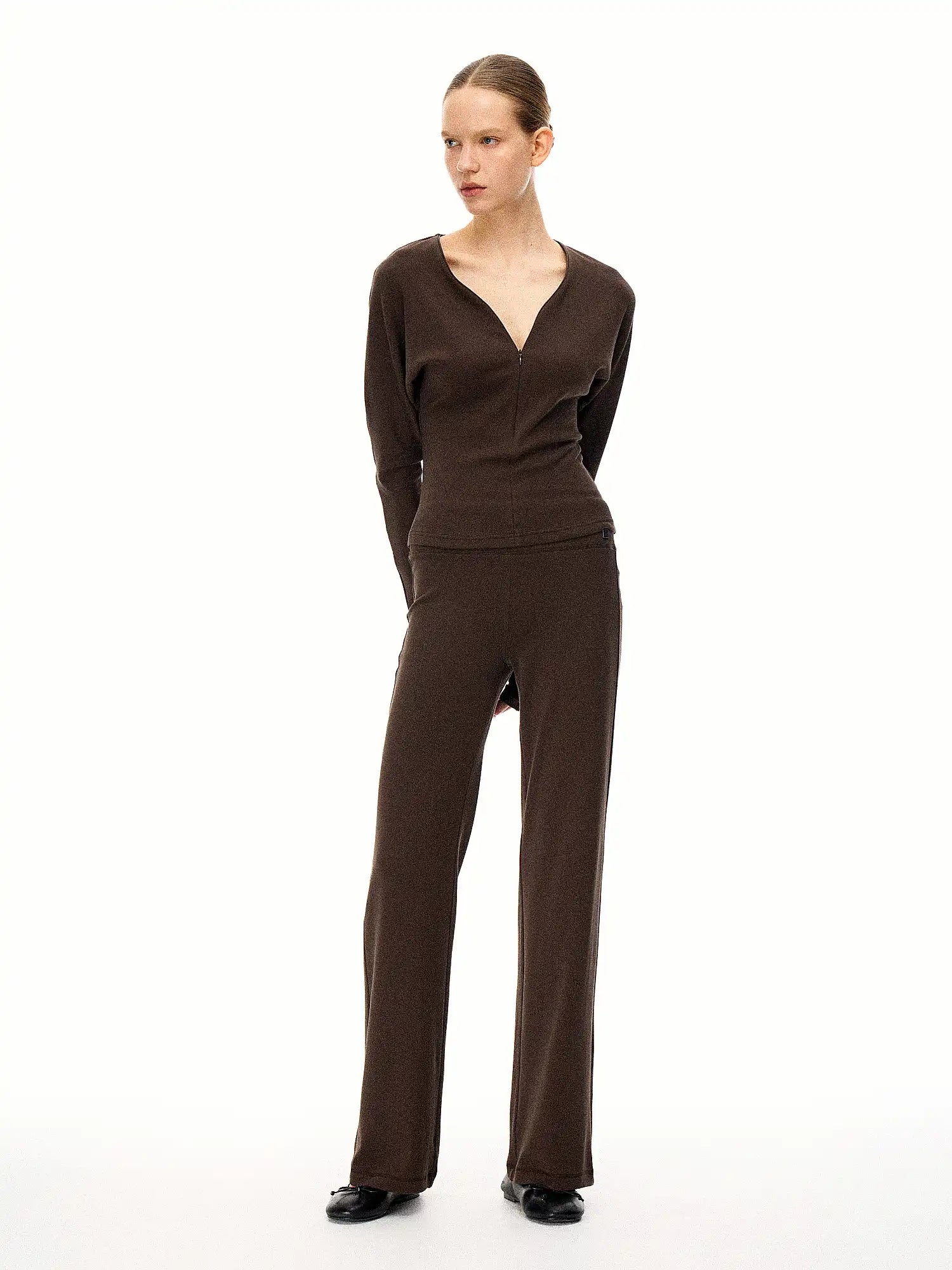 FirstFloor Hidden Zipper Batwing Sleeve V-Neck Top | Canton Collective