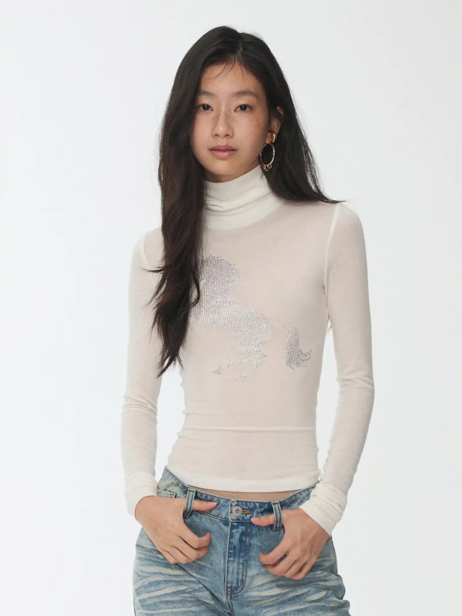 1Jinn Studio High-Neck Rhinestone Crop Top | Canton Collective