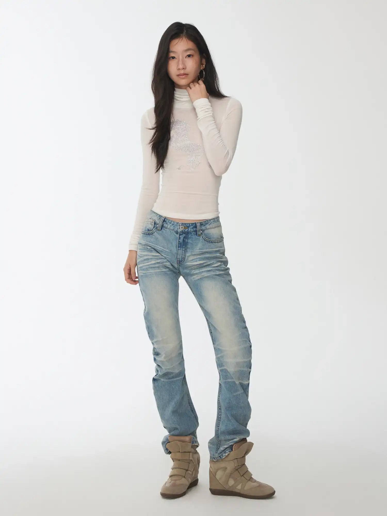 1Jinn Studio High-Neck Rhinestone Crop Top | Canton Collective