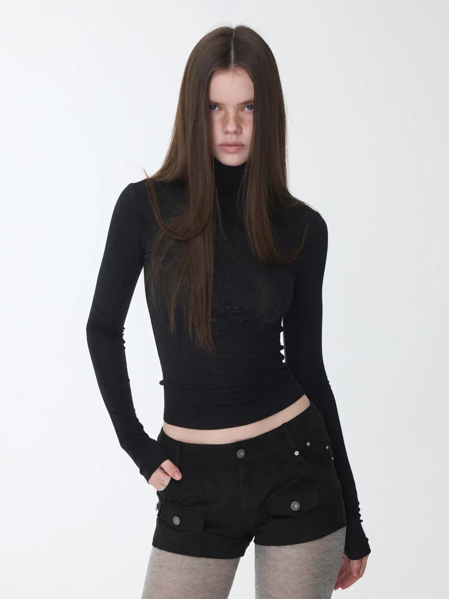 1Jinn Studio High-Neck Rhinestone Crop Top | Canton Collective