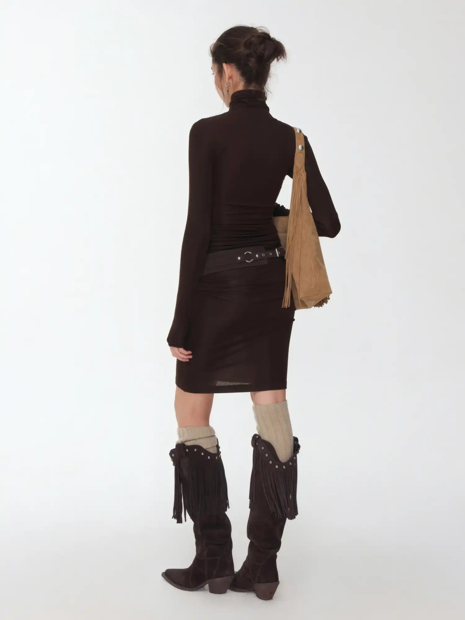 1Jinn Studio High-Neck Rhinestone Fitted Dress | Canton Collective