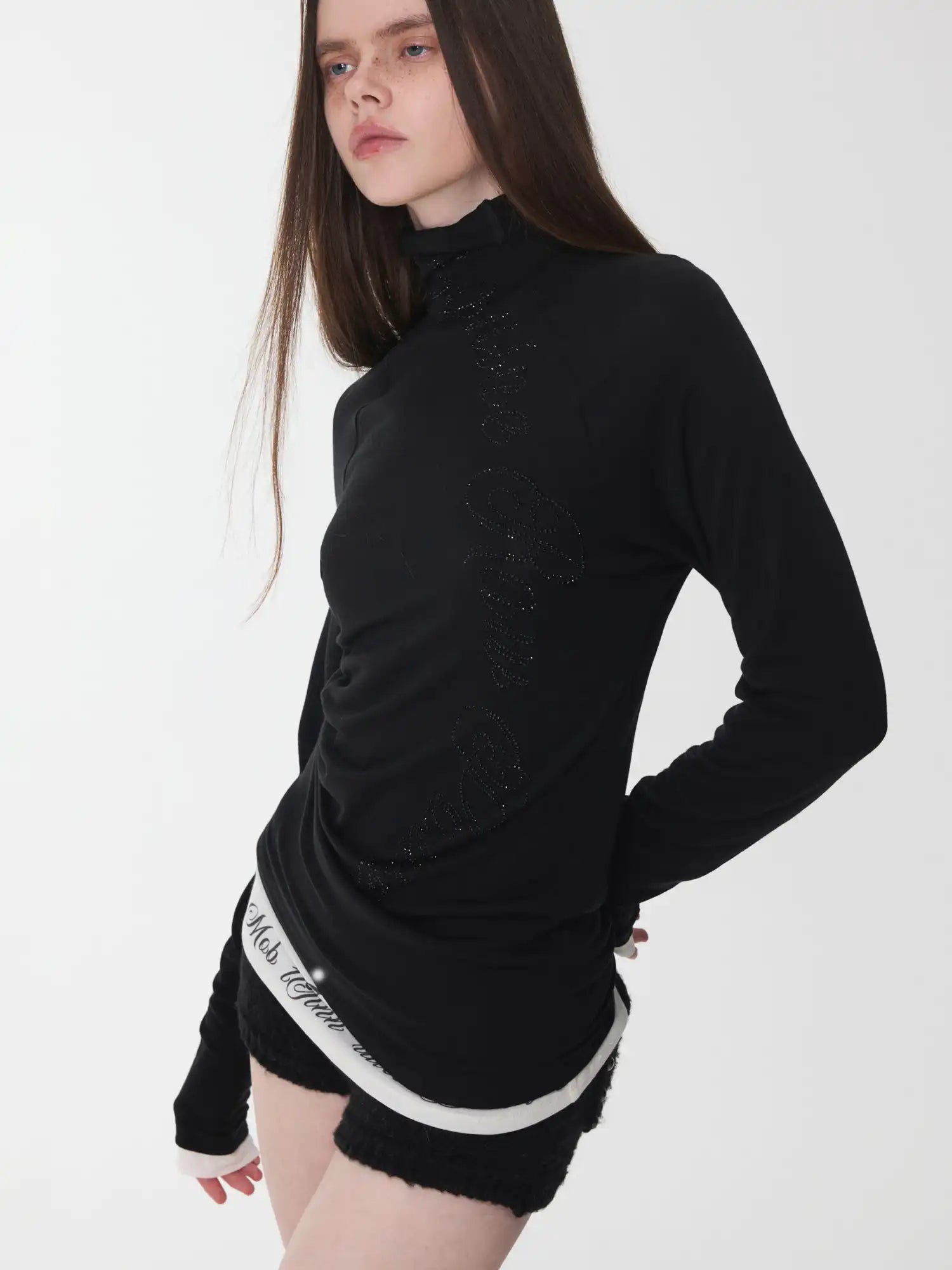 1Jinn Studio High-Neck Rhinestone Wool Top | Canton Collective