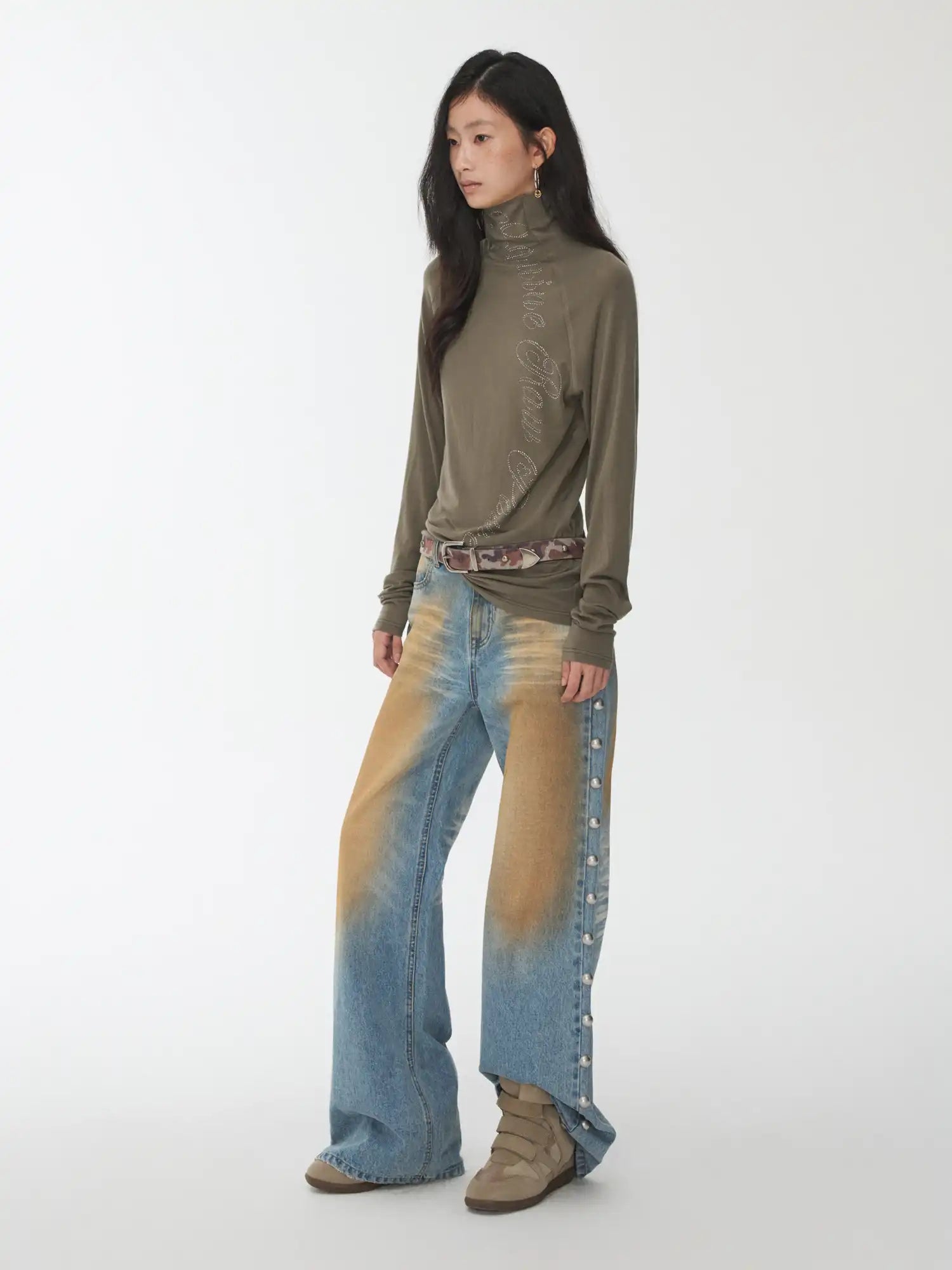 1Jinn Studio High-Neck Rhinestone Wool Top | Canton Collective