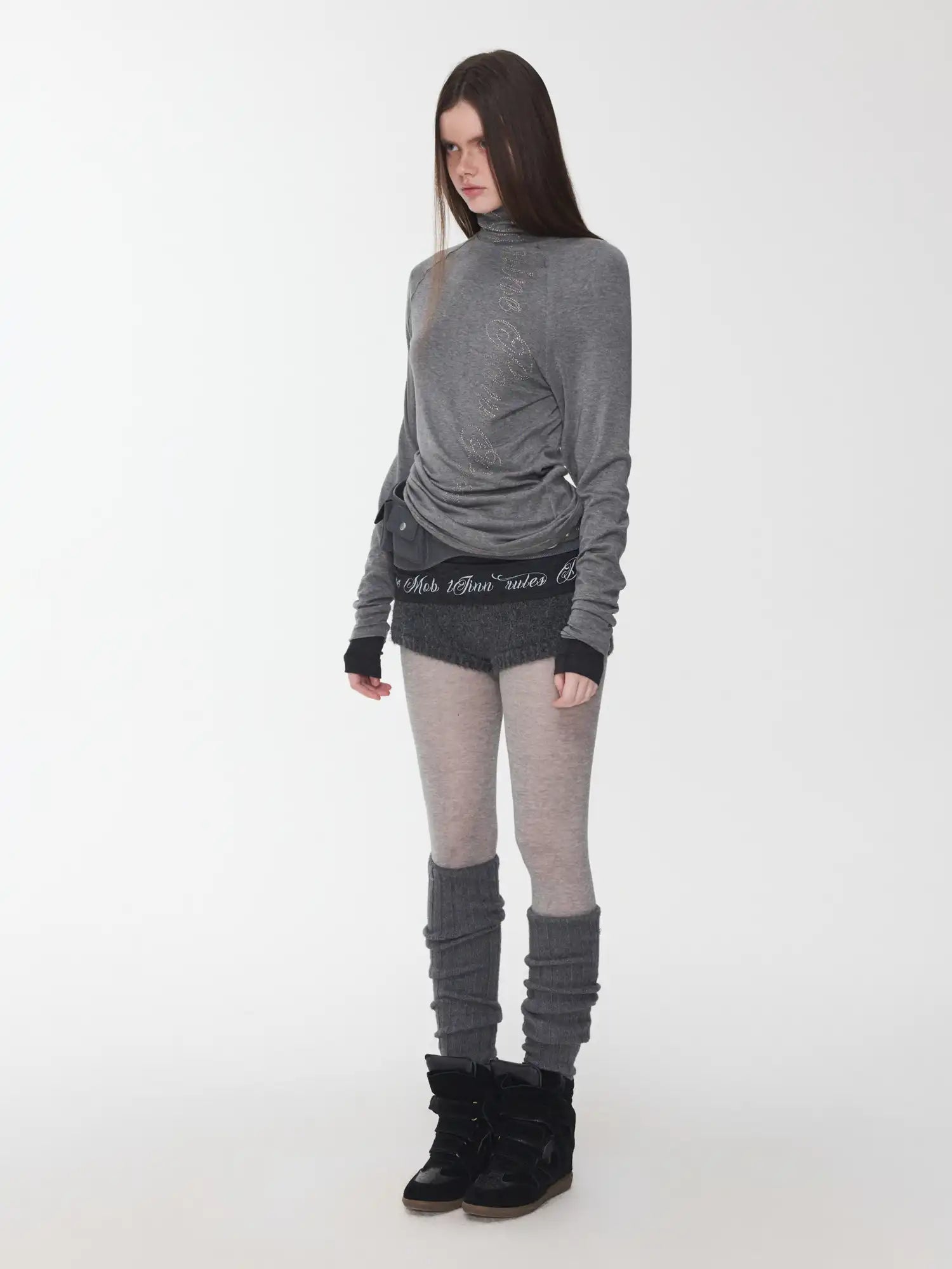 1Jinn Studio High-Neck Rhinestone Wool Top | Canton Collective