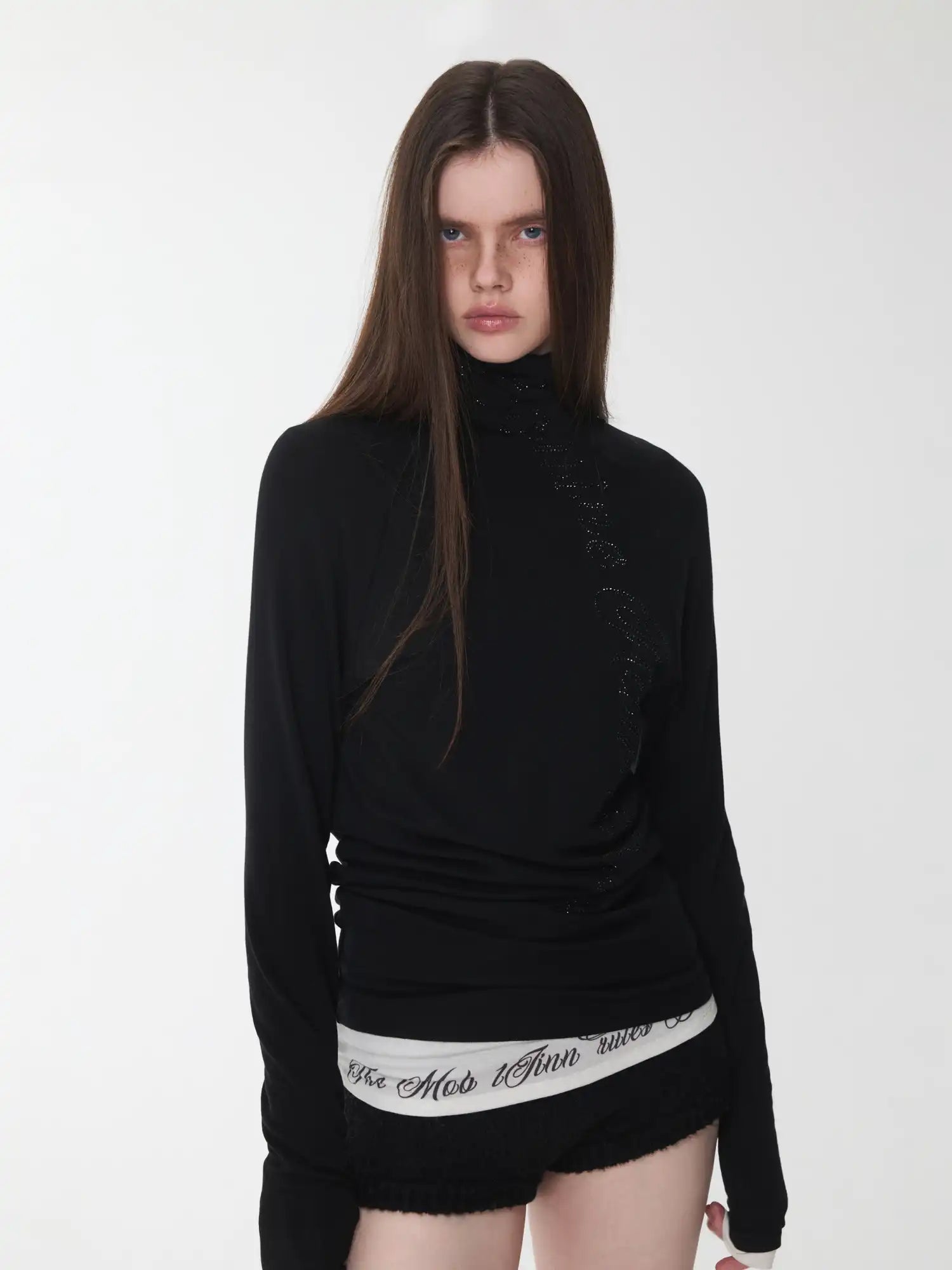 1Jinn Studio High-Neck Rhinestone Wool Top | Canton Collective