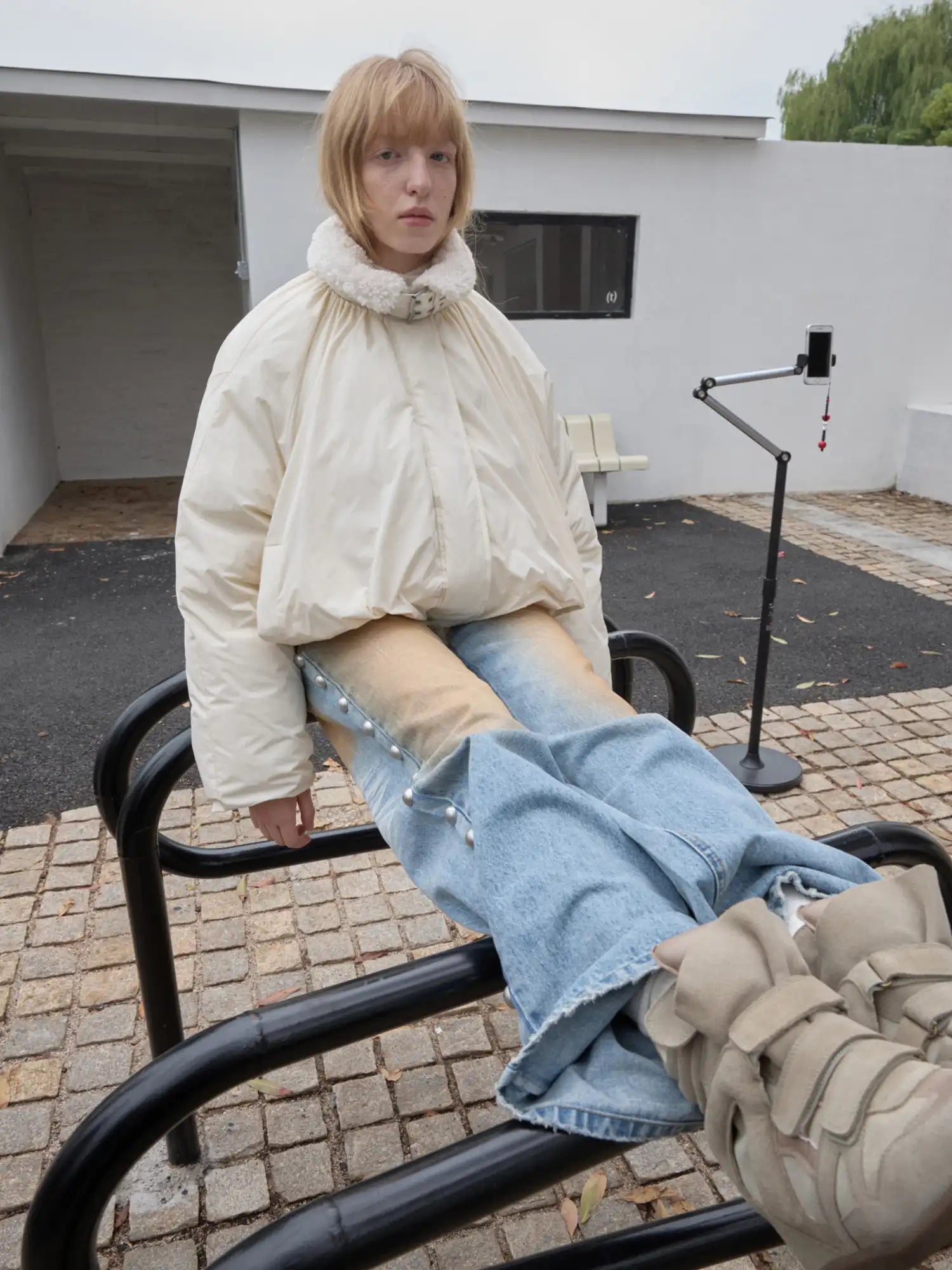 1Jinn Studio High-Neck Ruched Puffer Jacket | Canton Collective