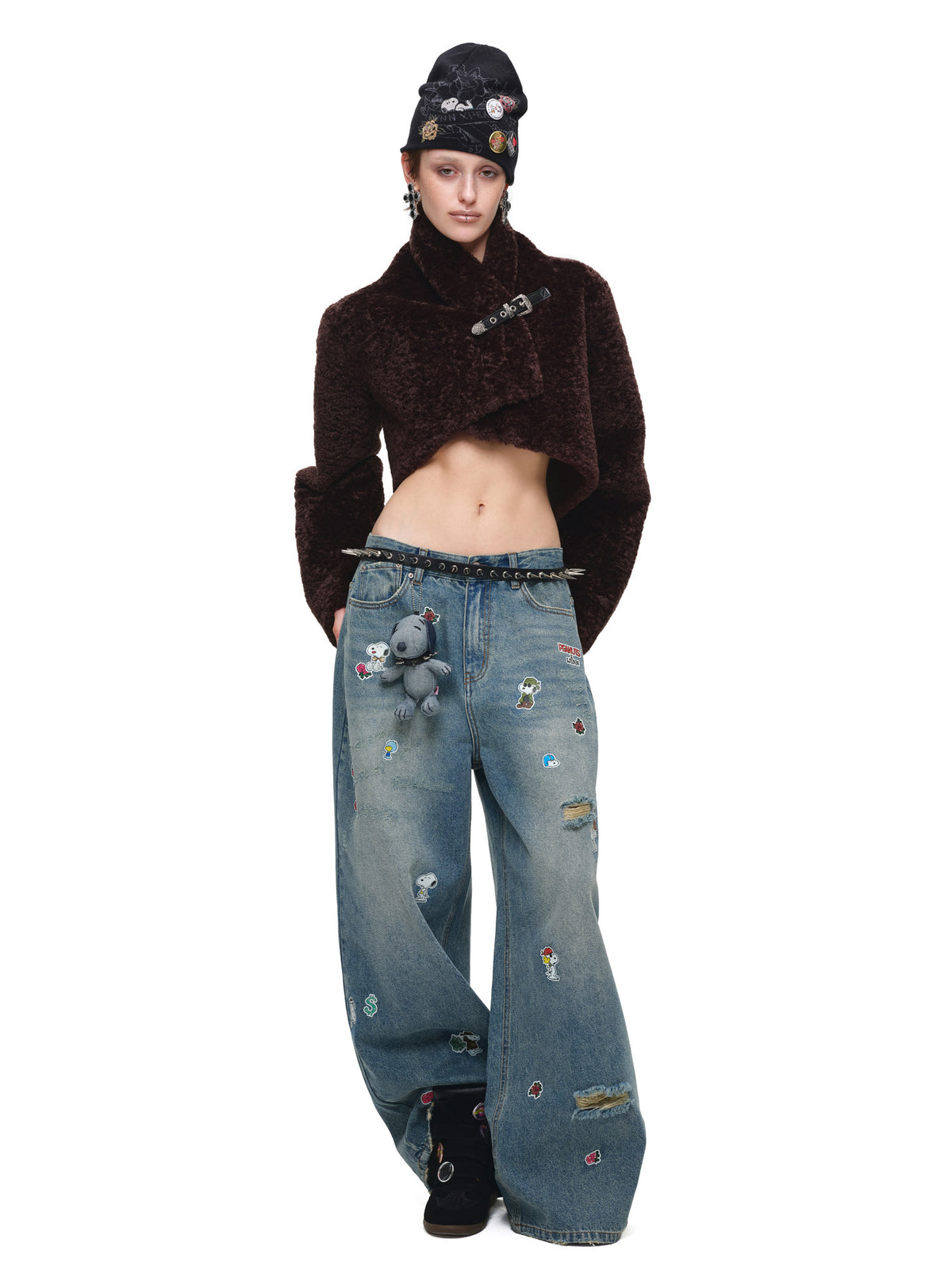 1Jinn Studio High Collar Leopard Faux Fur Cropped Jacket | Canton Collective