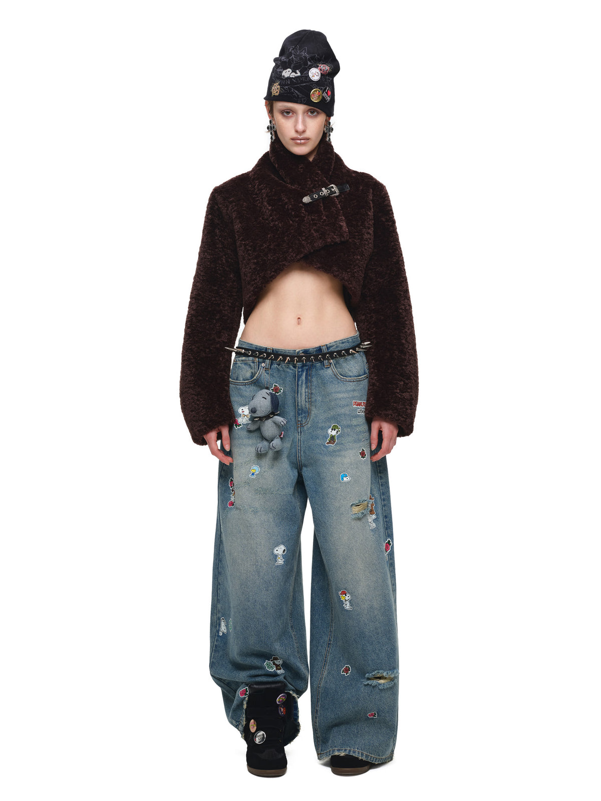 1Jinn Studio High Collar Leopard Faux Fur Cropped Jacket | Canton Collective