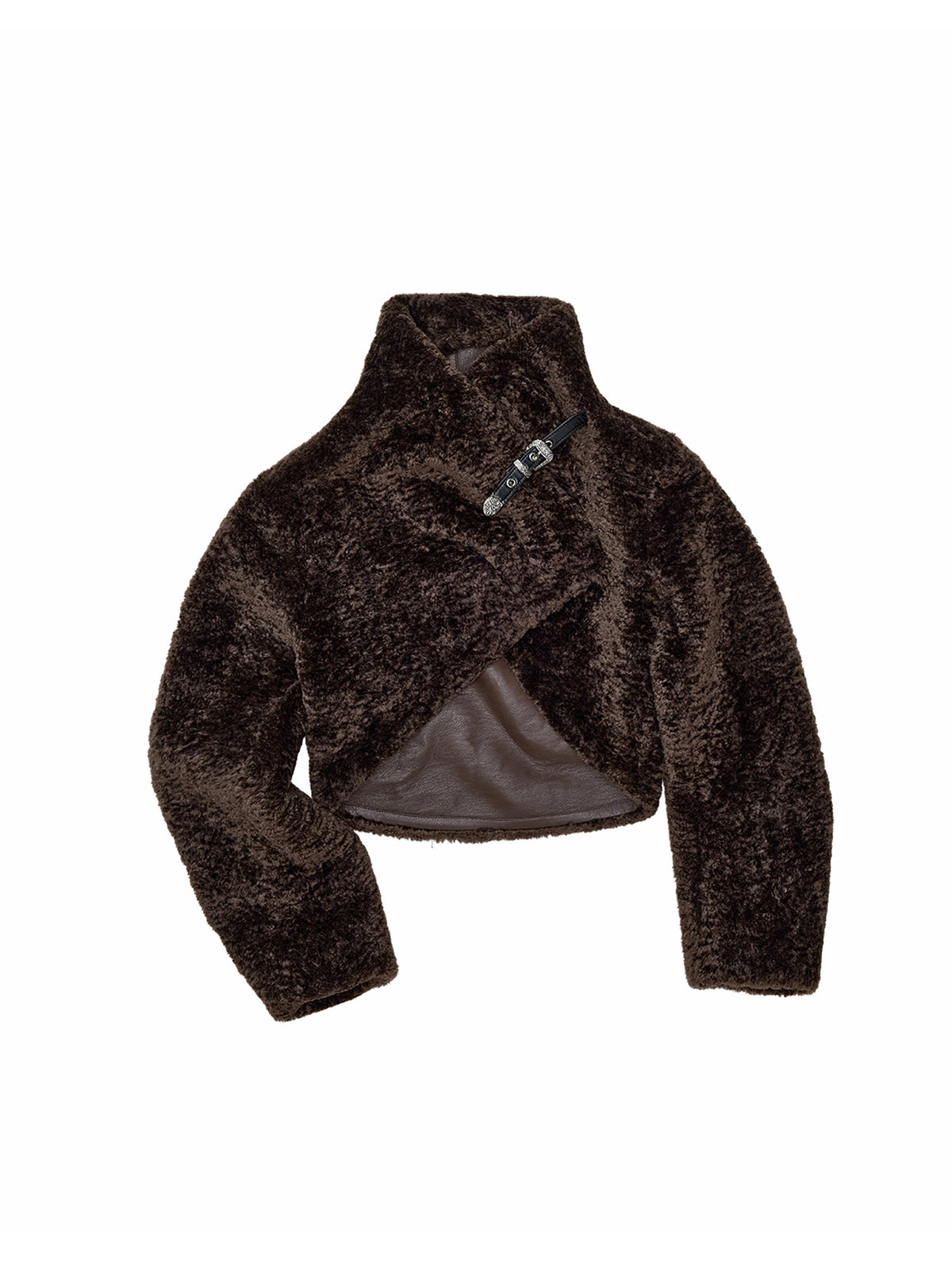 1Jinn Studio High Collar Leopard Faux Fur Cropped Jacket | Canton Collective