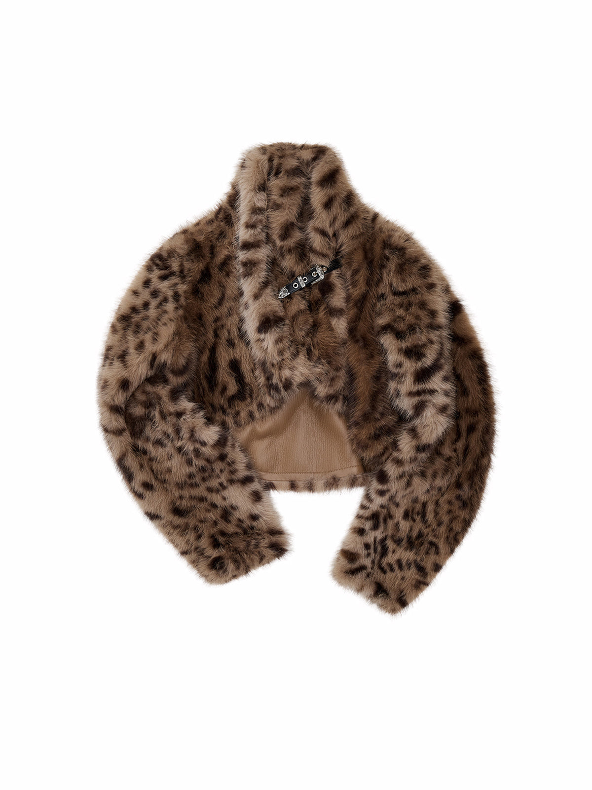 1Jinn Studio High Collar Leopard Faux Fur Cropped Jacket | Canton Collective