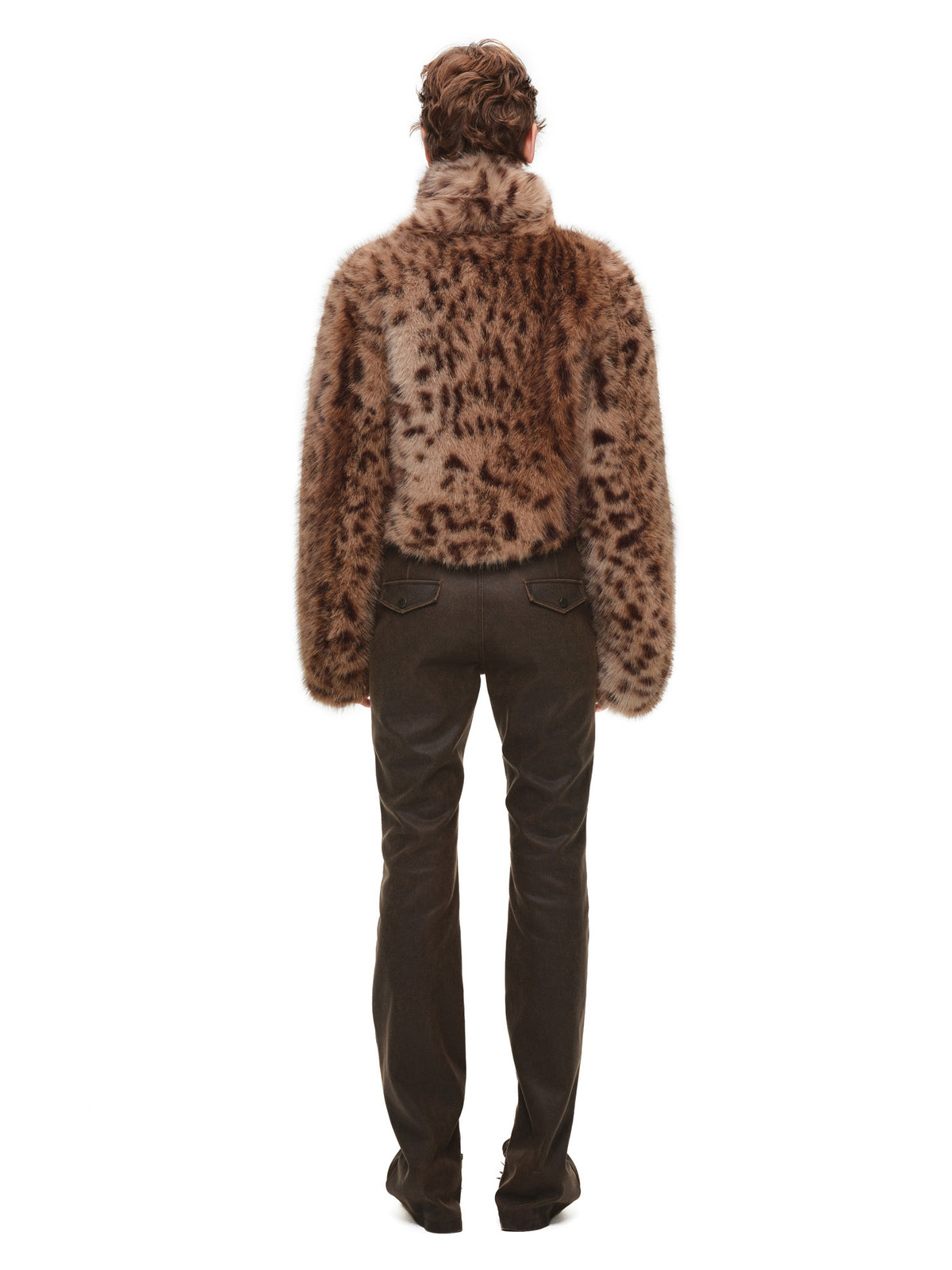 1Jinn Studio High Collar Leopard Faux Fur Cropped Jacket | Canton Collective