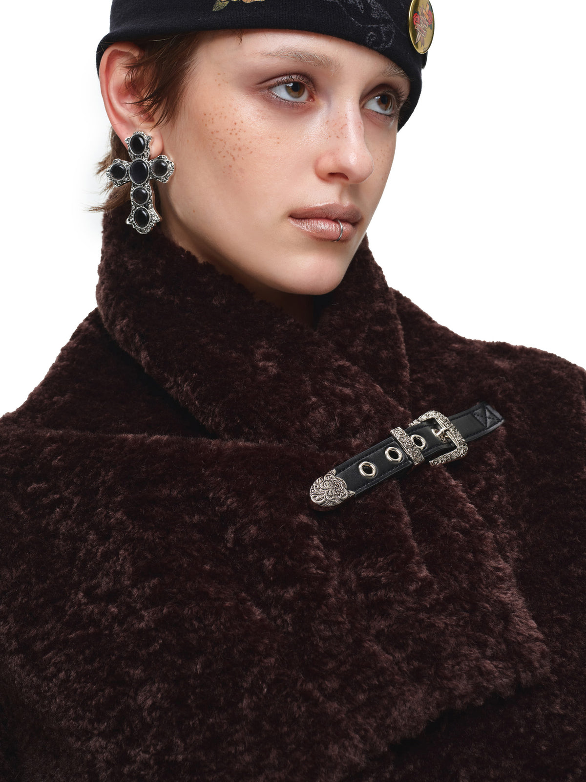 1Jinn Studio High Collar Leopard Faux Fur Cropped Jacket | Canton Collective
