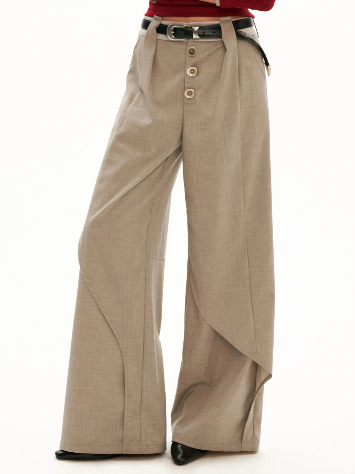 MAMC High Rise Button Fly Wide Leg Trouser | Canton Collective