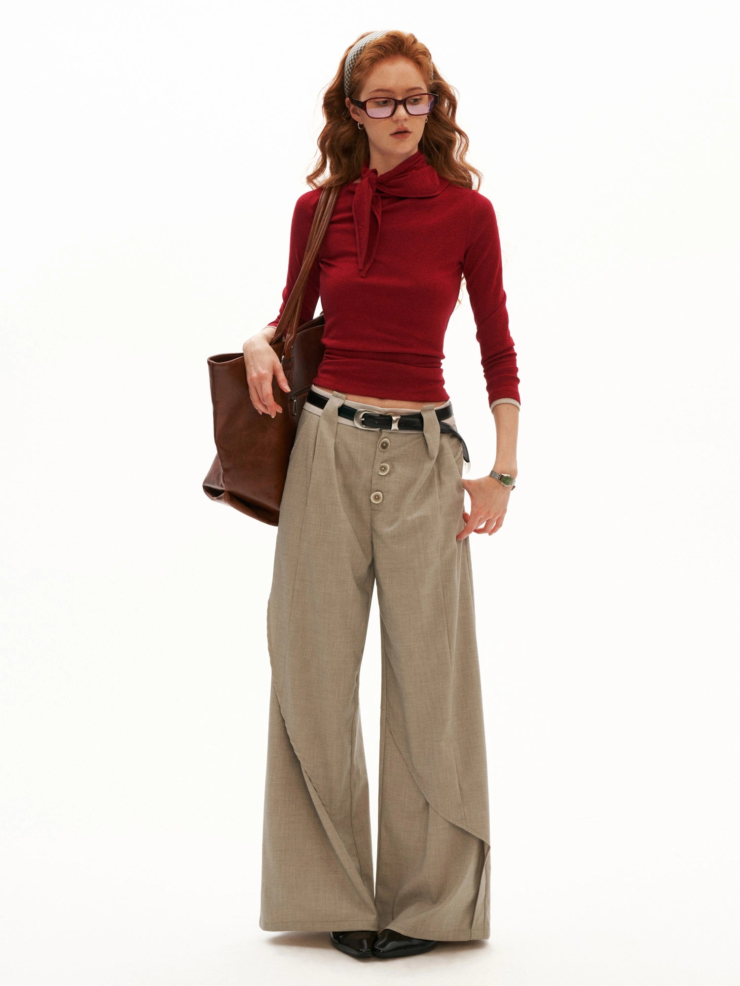 MAMC High Rise Button Fly Wide Leg Trouser | Canton Collective