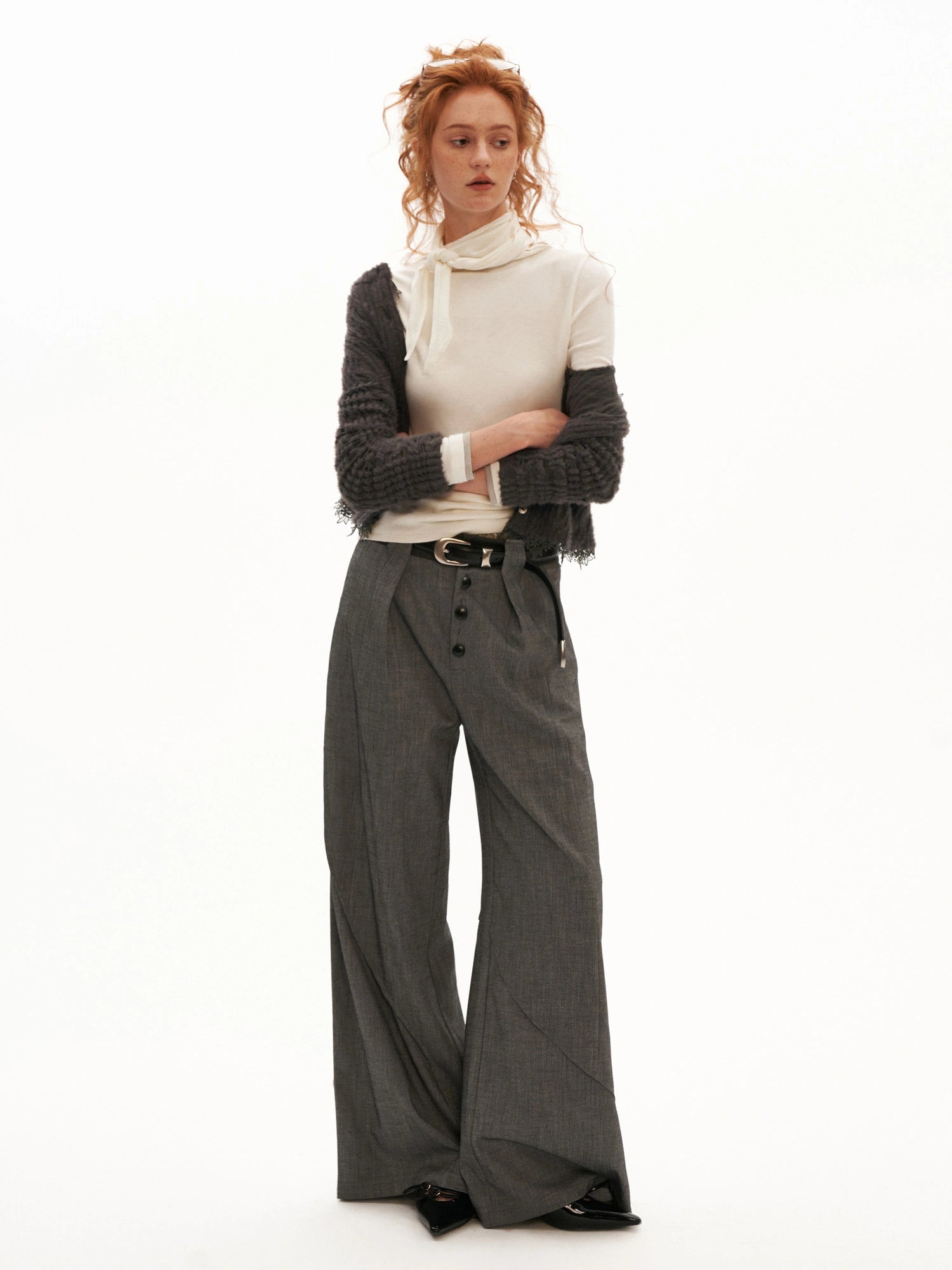 MAMC High Rise Button Fly Wide Leg Trouser | Canton Collective