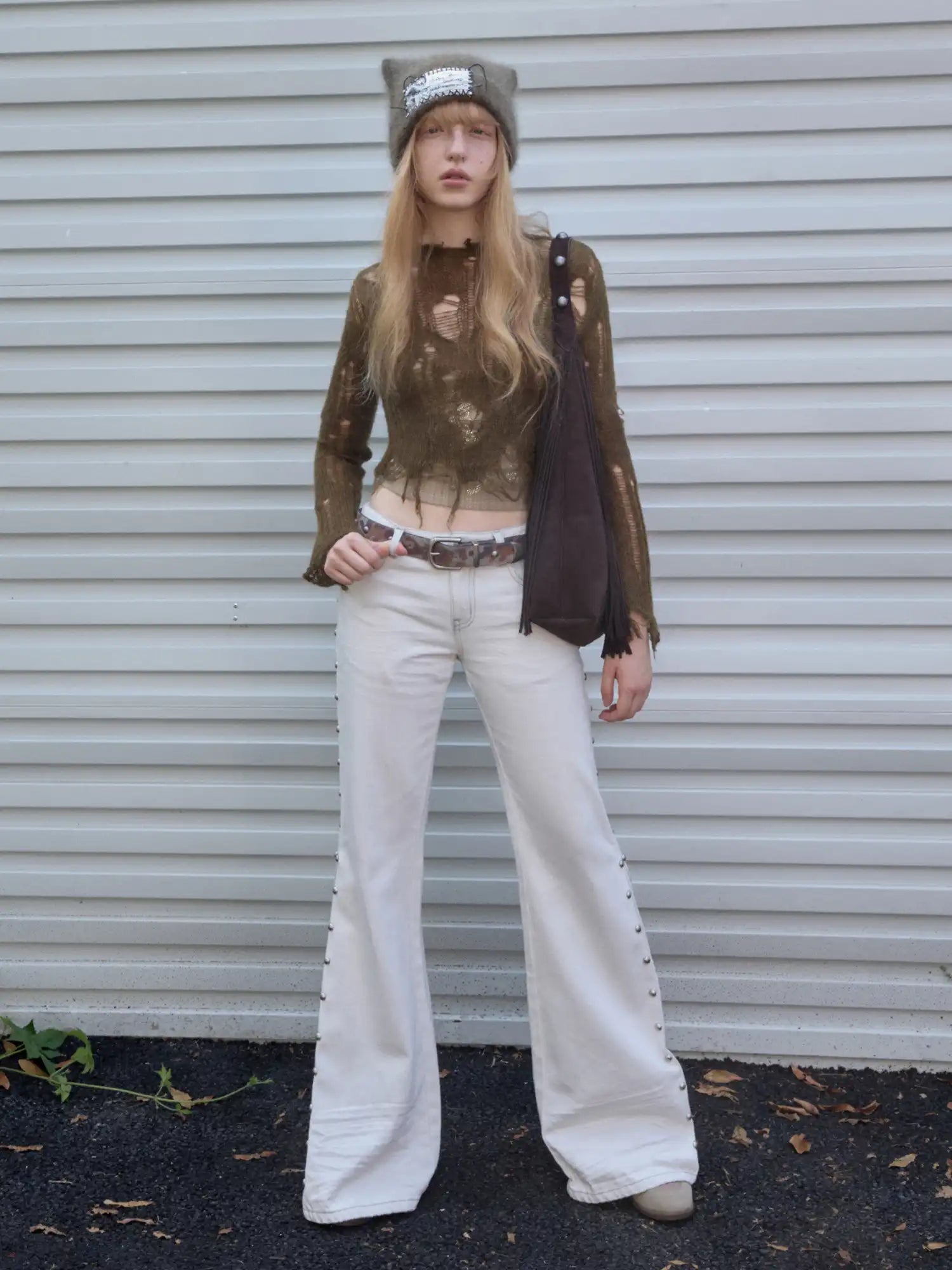 1Jinn Studio Holey Mohair Crop Sweater | Canton Collective