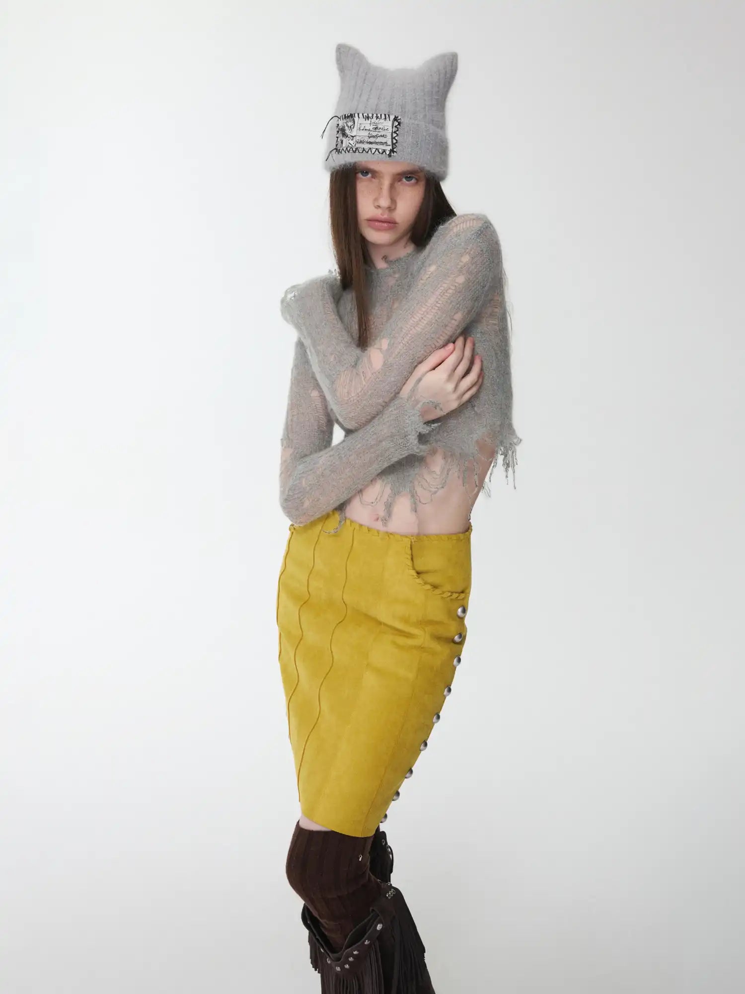 1Jinn Studio Holey Mohair Crop Sweater | Canton Collective