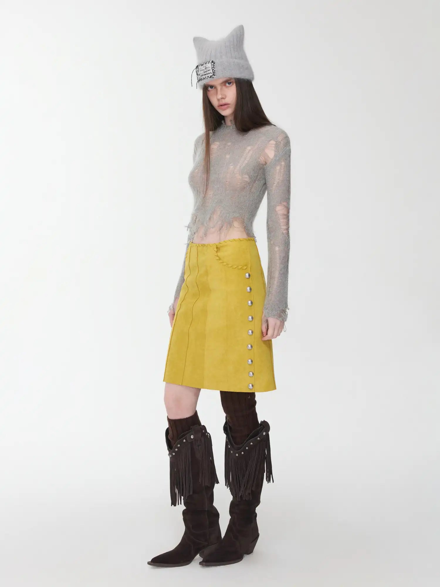 1Jinn Studio Holey Mohair Crop Sweater | Canton Collective