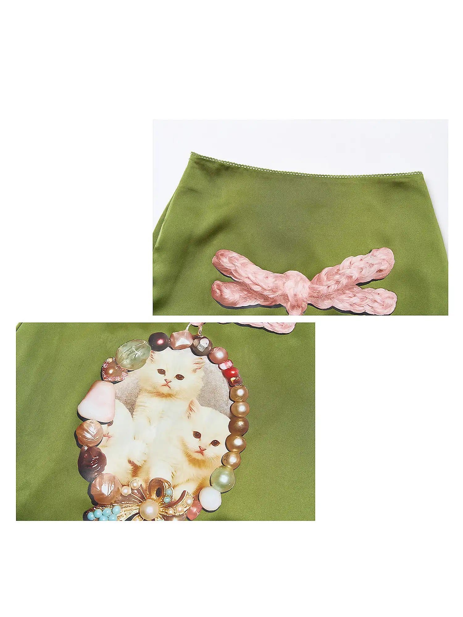 Outtheblue Jewel Cat Olive Satin Skirt | Canton Collective