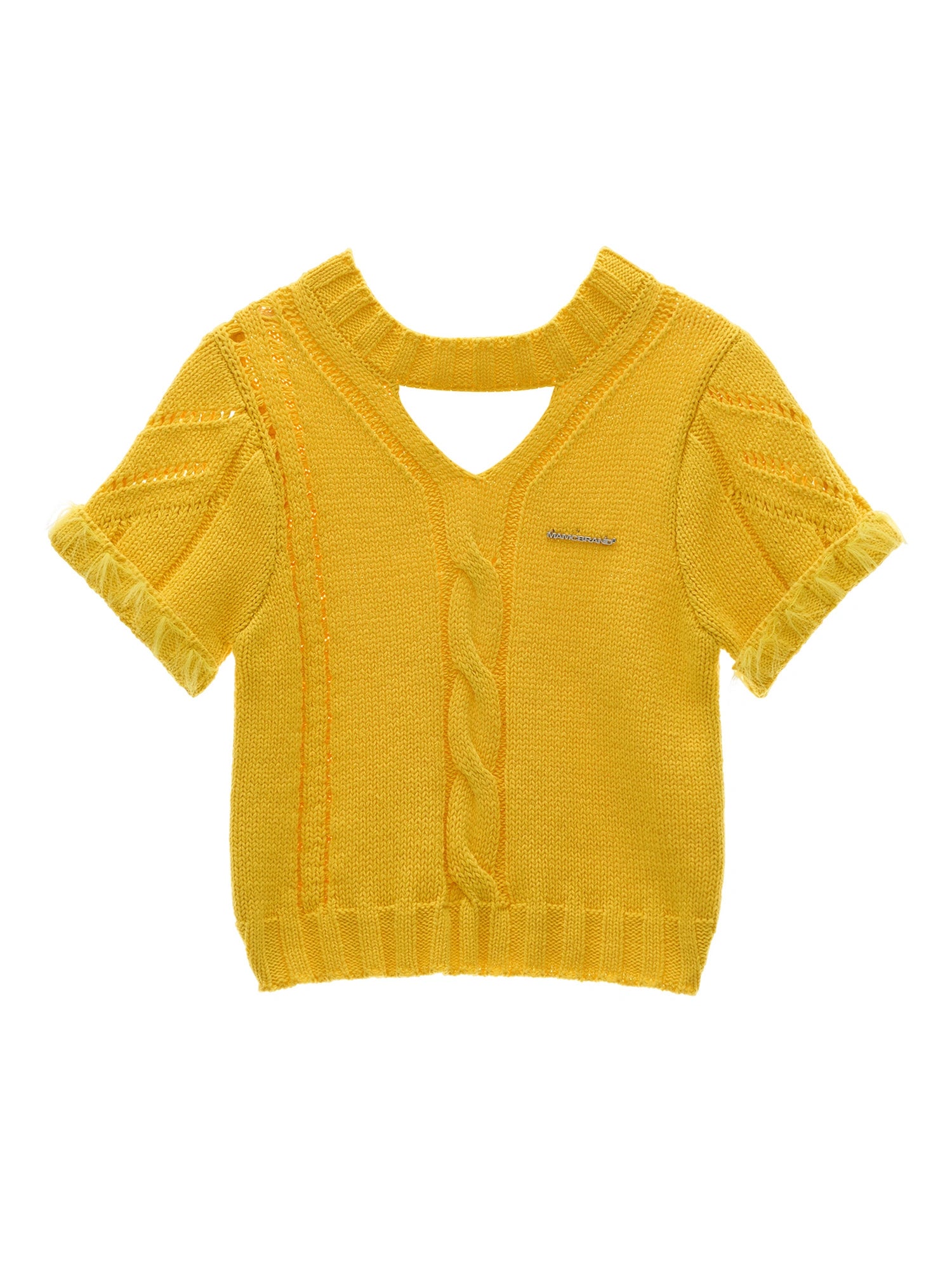 MAMC Keyhole Short Sleeve Cable Knit Sweater | Canton Collective