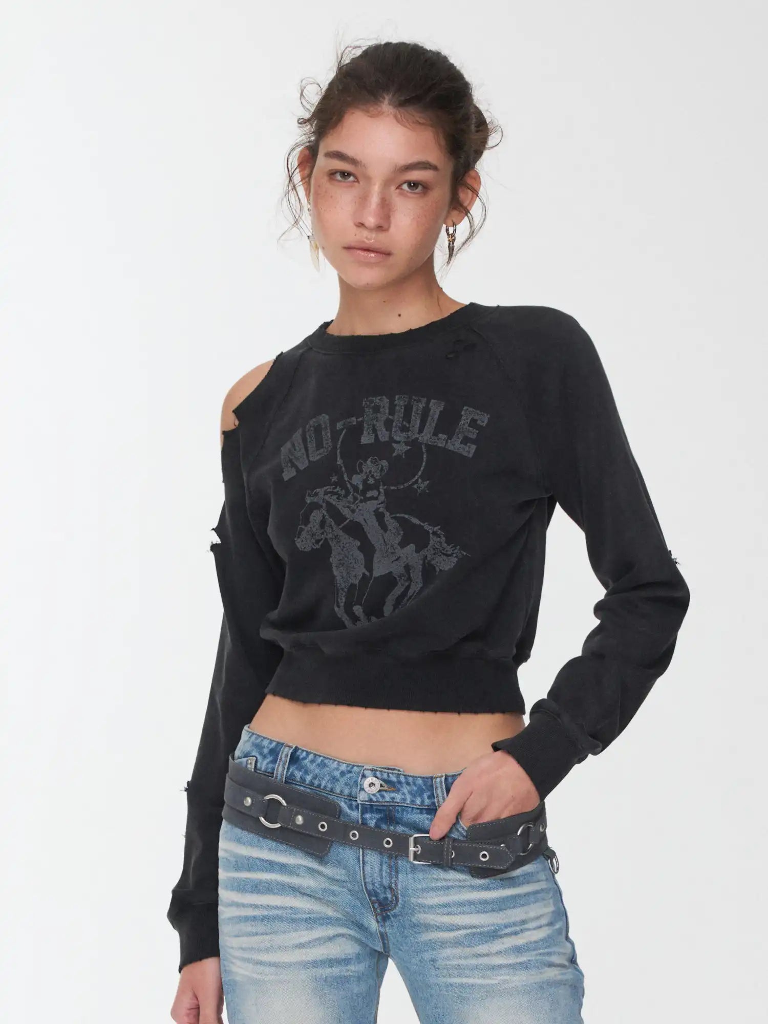 1Jinn Studio Knight Cat Ripped Sweatshirt | Canton Collective