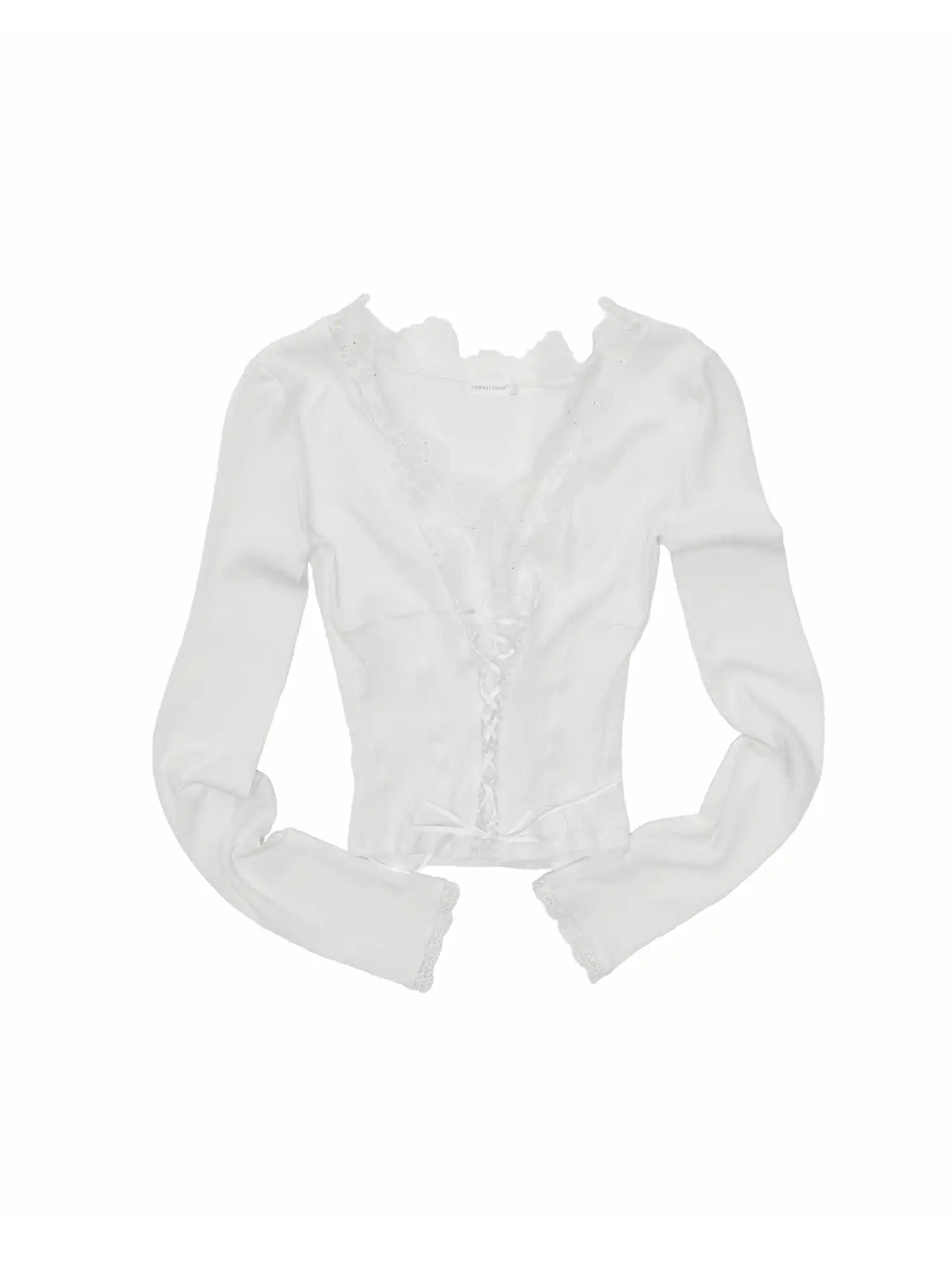 1Jinn Studio Lace-Up Front Long Sleeve Knit Corset Top | Canton Collective