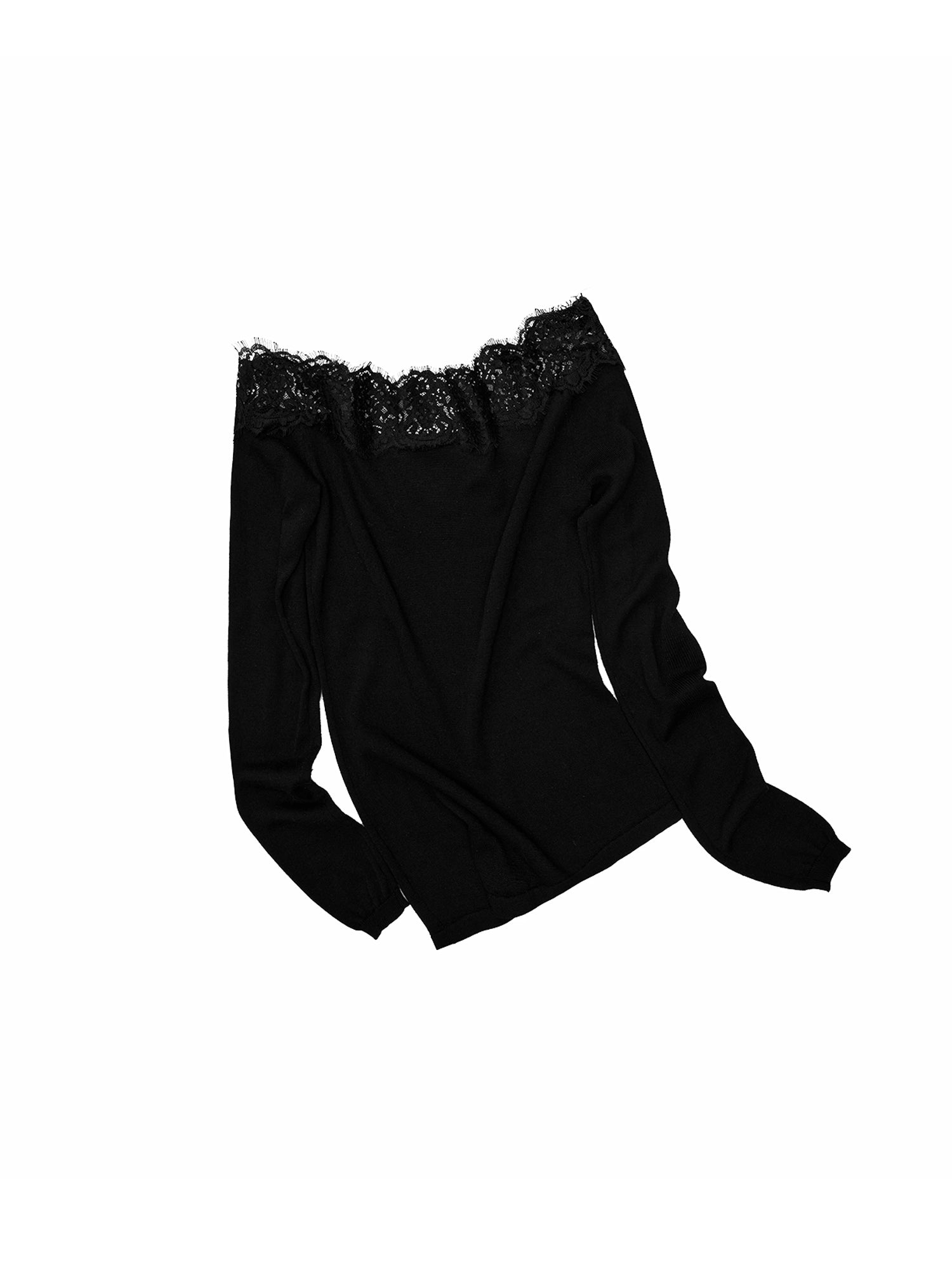1Jinn Studio Lace Off-Shoulder Cashmere Blend Top | Canton Collective